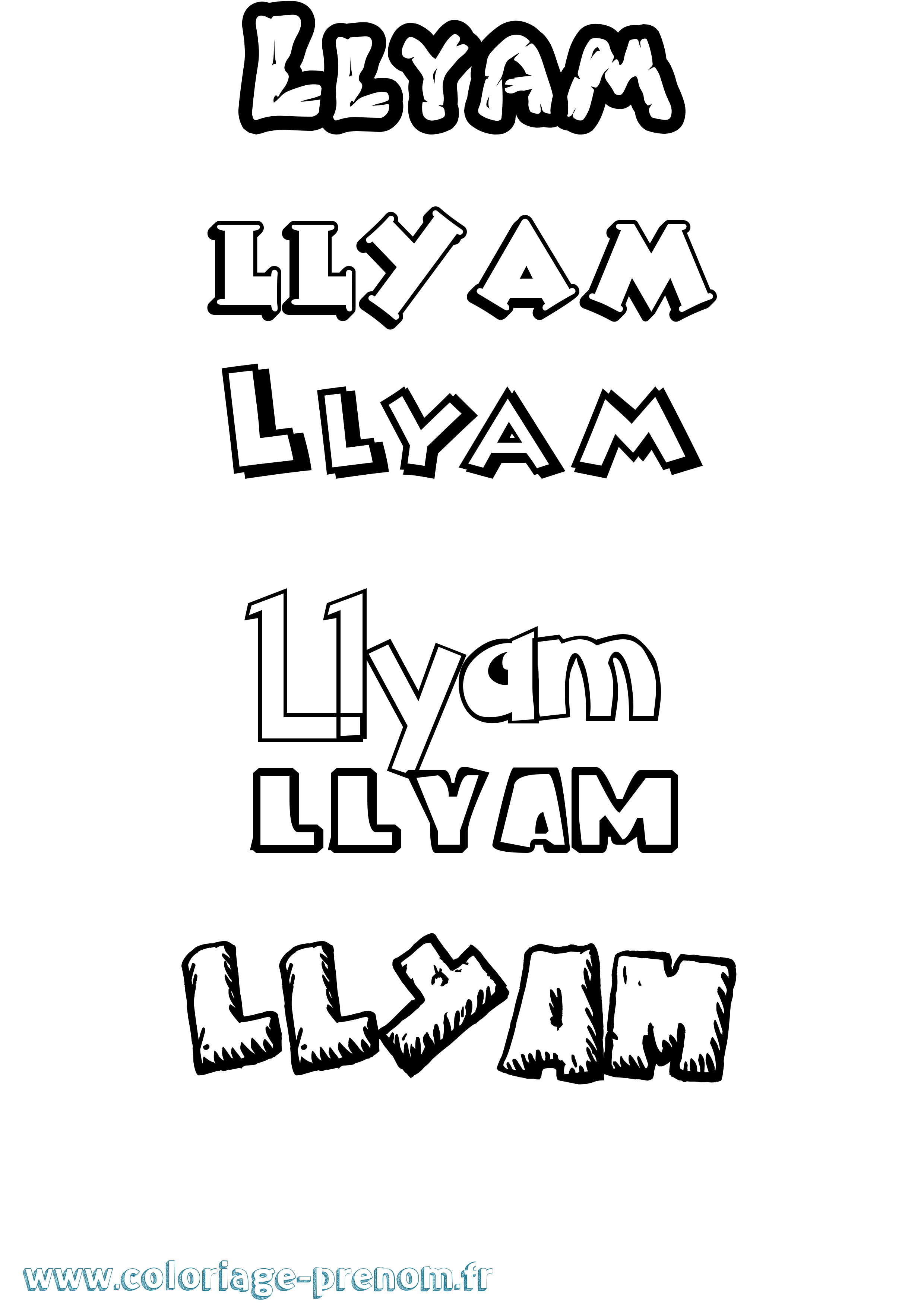 Coloriage Llyam Dessin Animé Coloriage prénom Llyam Dessin Animé