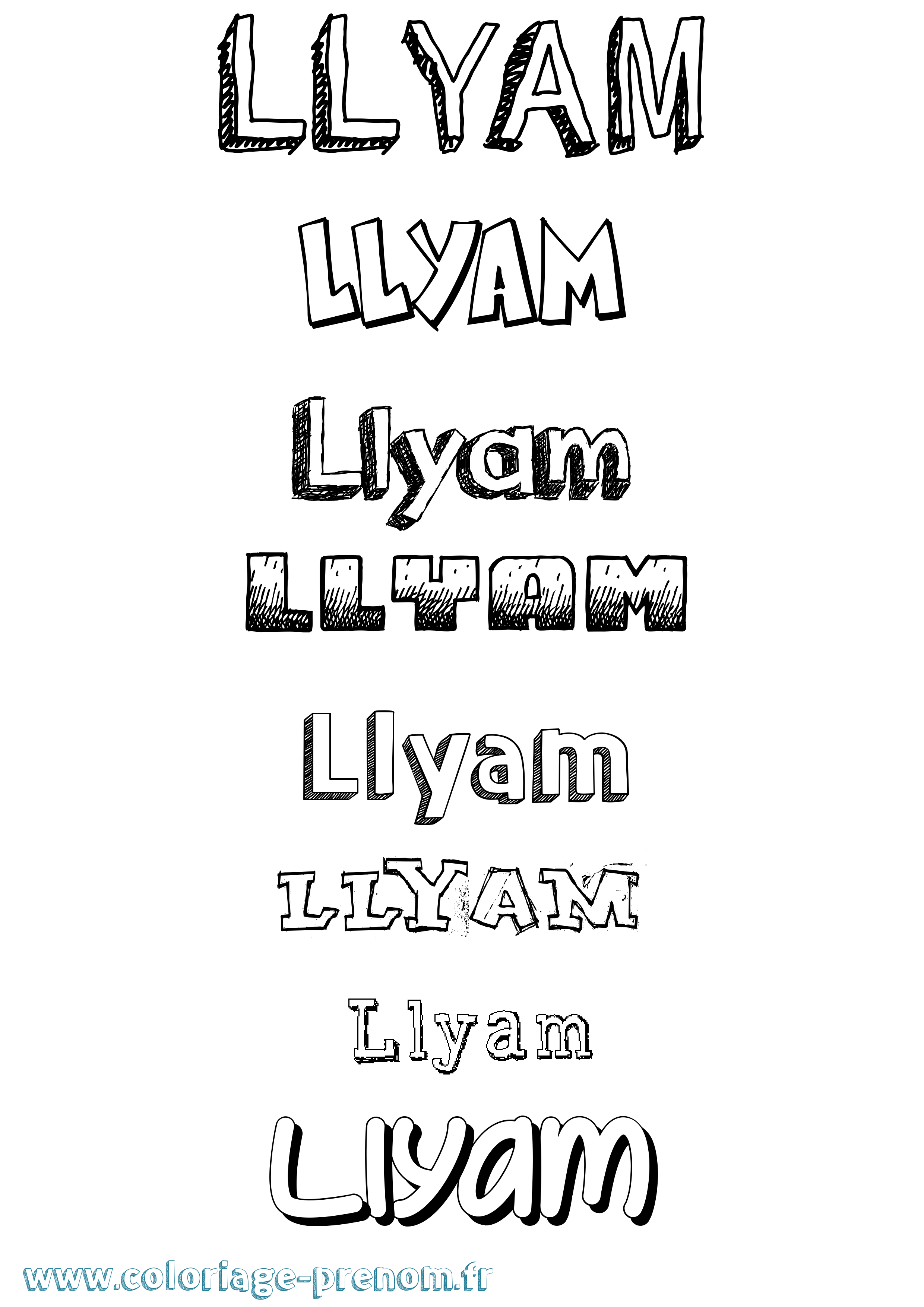 Coloriage Llyam Dessiné Coloriage prénom Llyam Dessiné