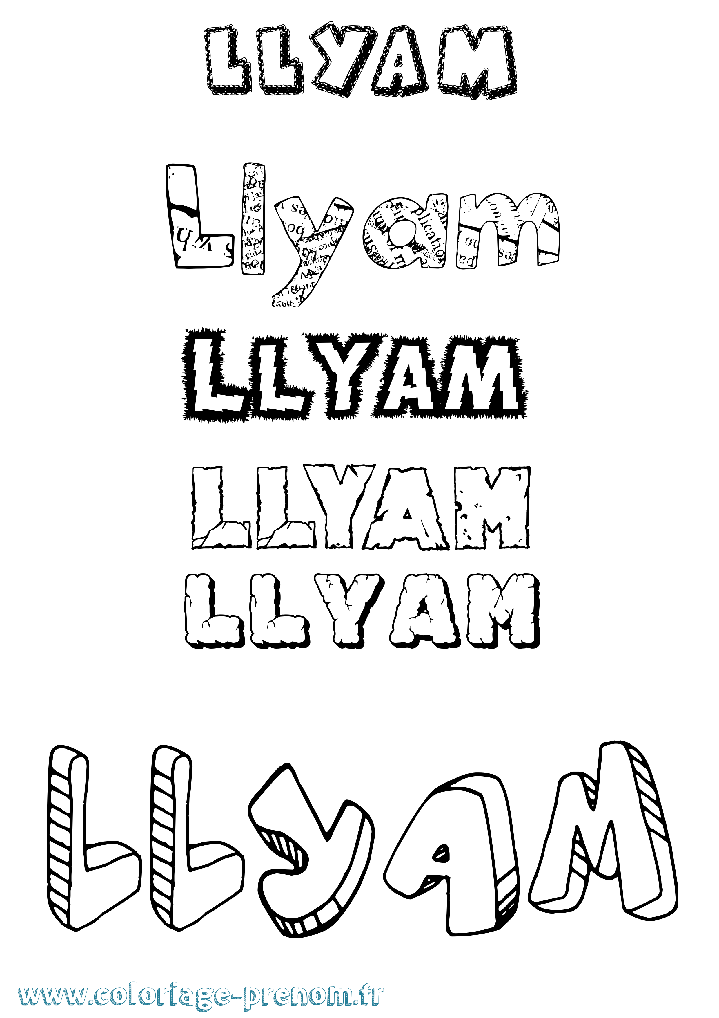 Coloriage Llyam Destructuré Coloriage prénom Llyam Destructuré