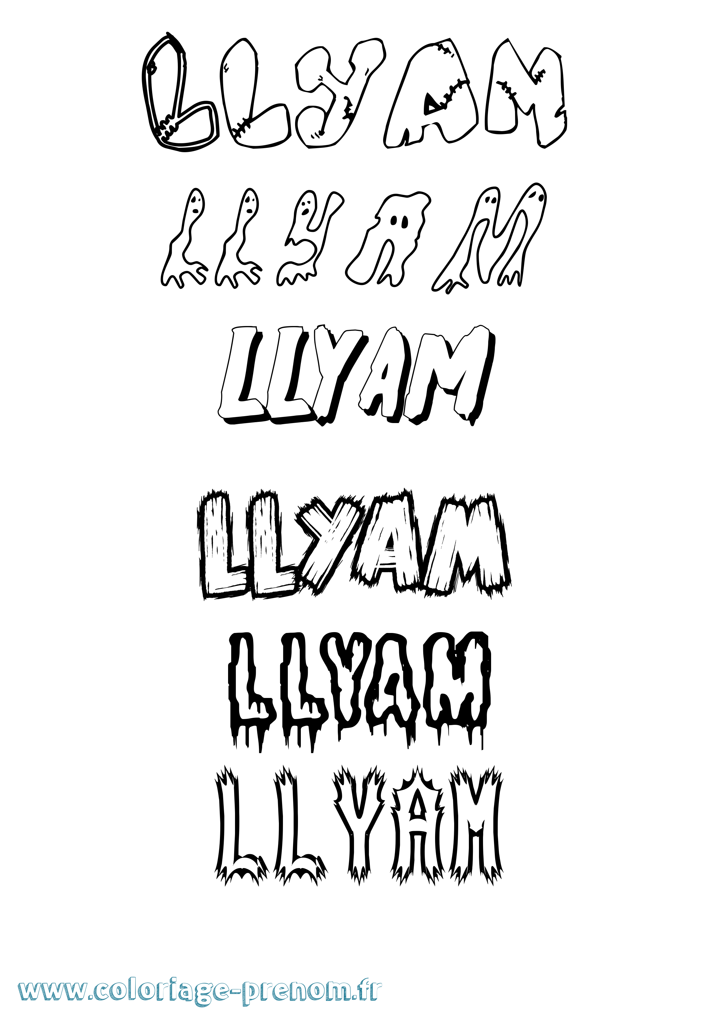Coloriage Llyam Frisson Coloriage prénom Llyam Frisson