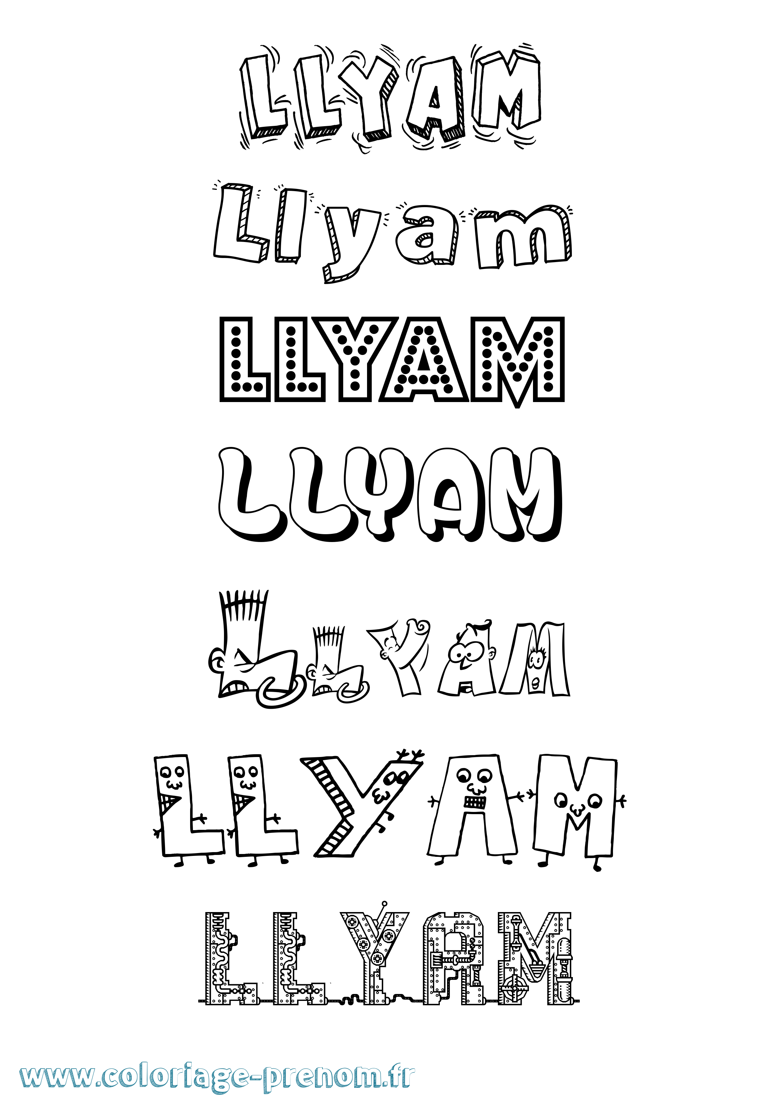 Coloriage Llyam Fun Coloriage prénom Llyam Fun