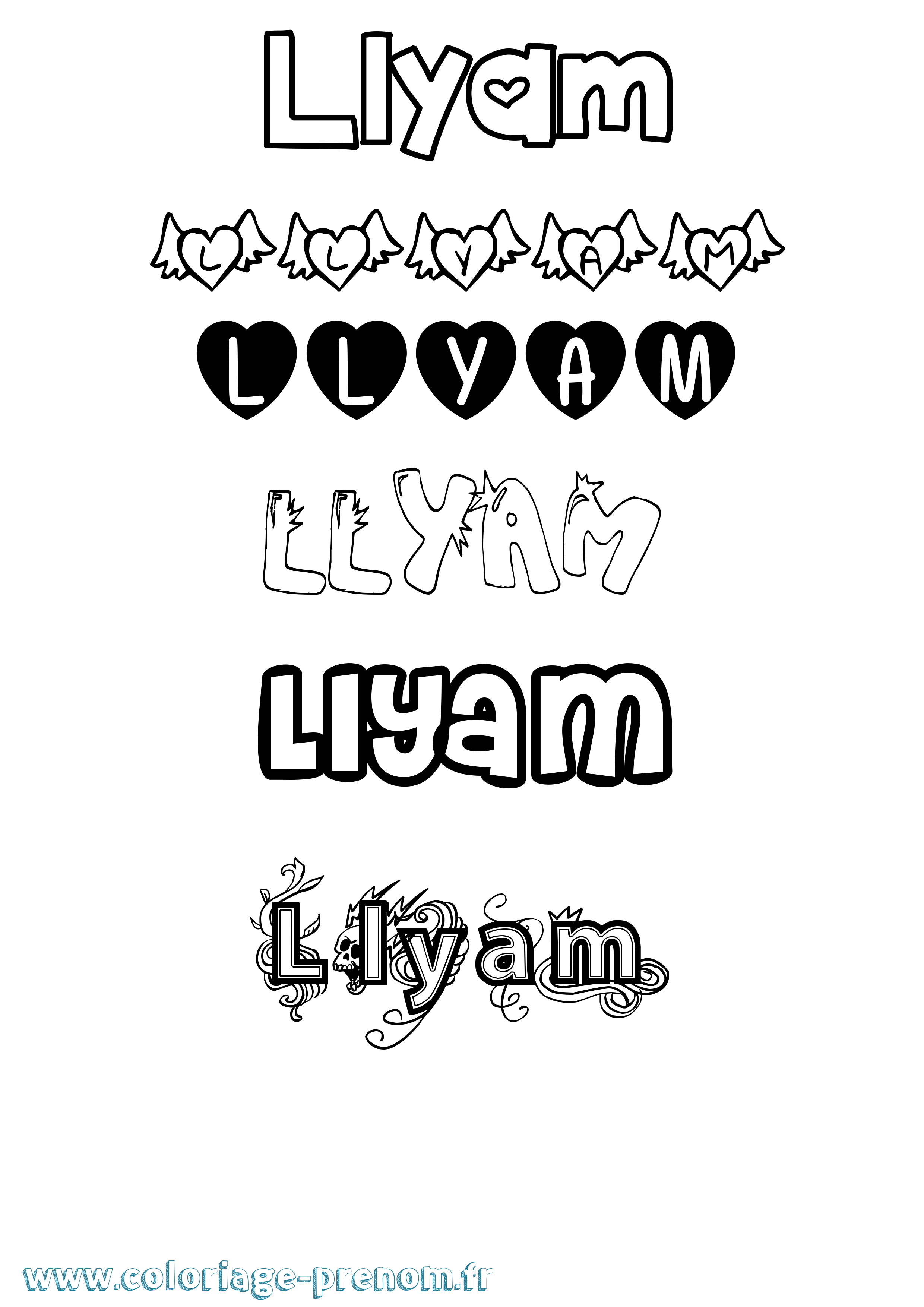 Coloriage Llyam Girly Coloriage prénom Llyam Girly