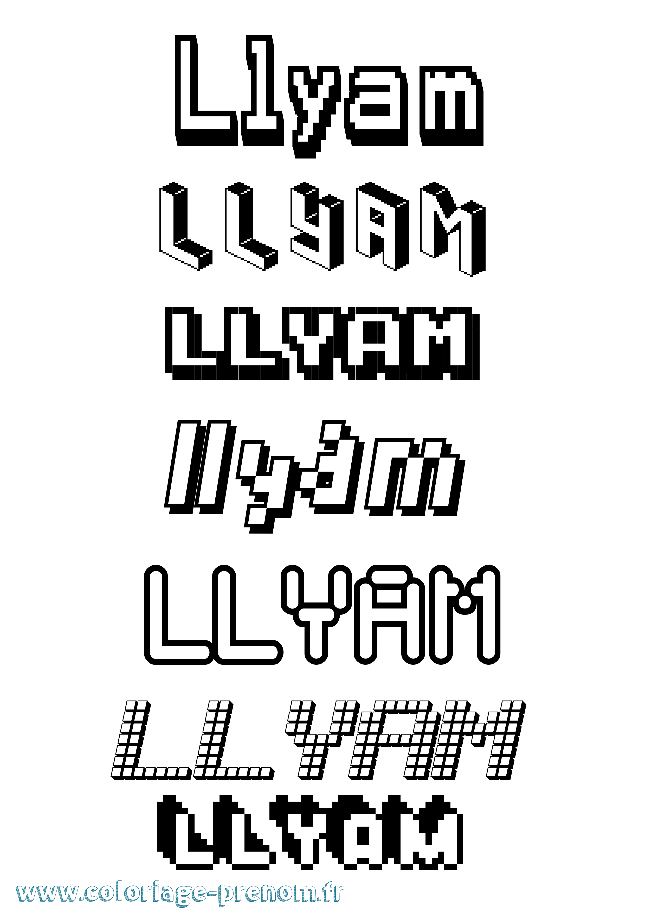 Coloriage Llyam Pixel Coloriage prénom Llyam Pixel