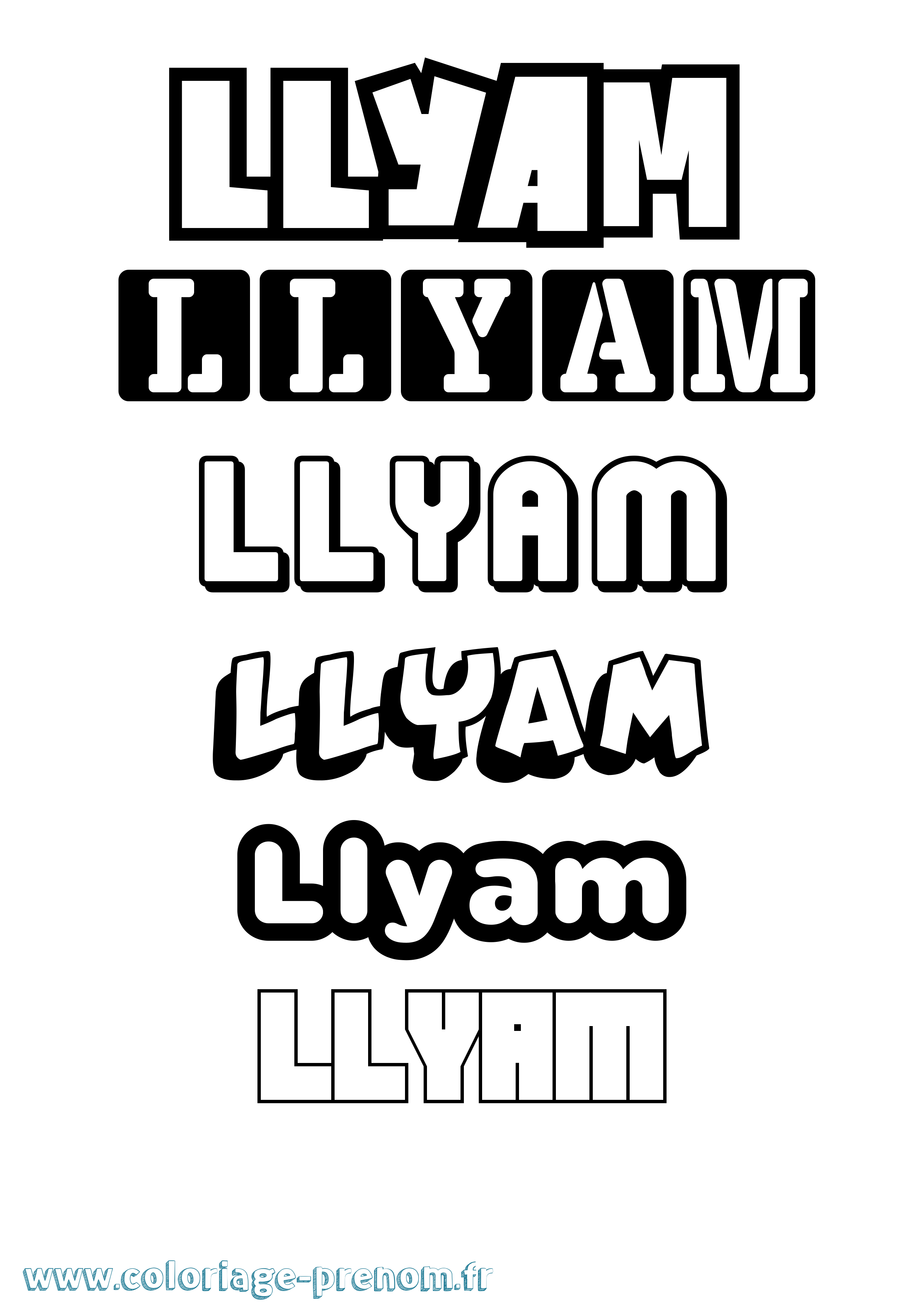 Coloriage Llyam Simple Coloriage prénom Llyam Simple