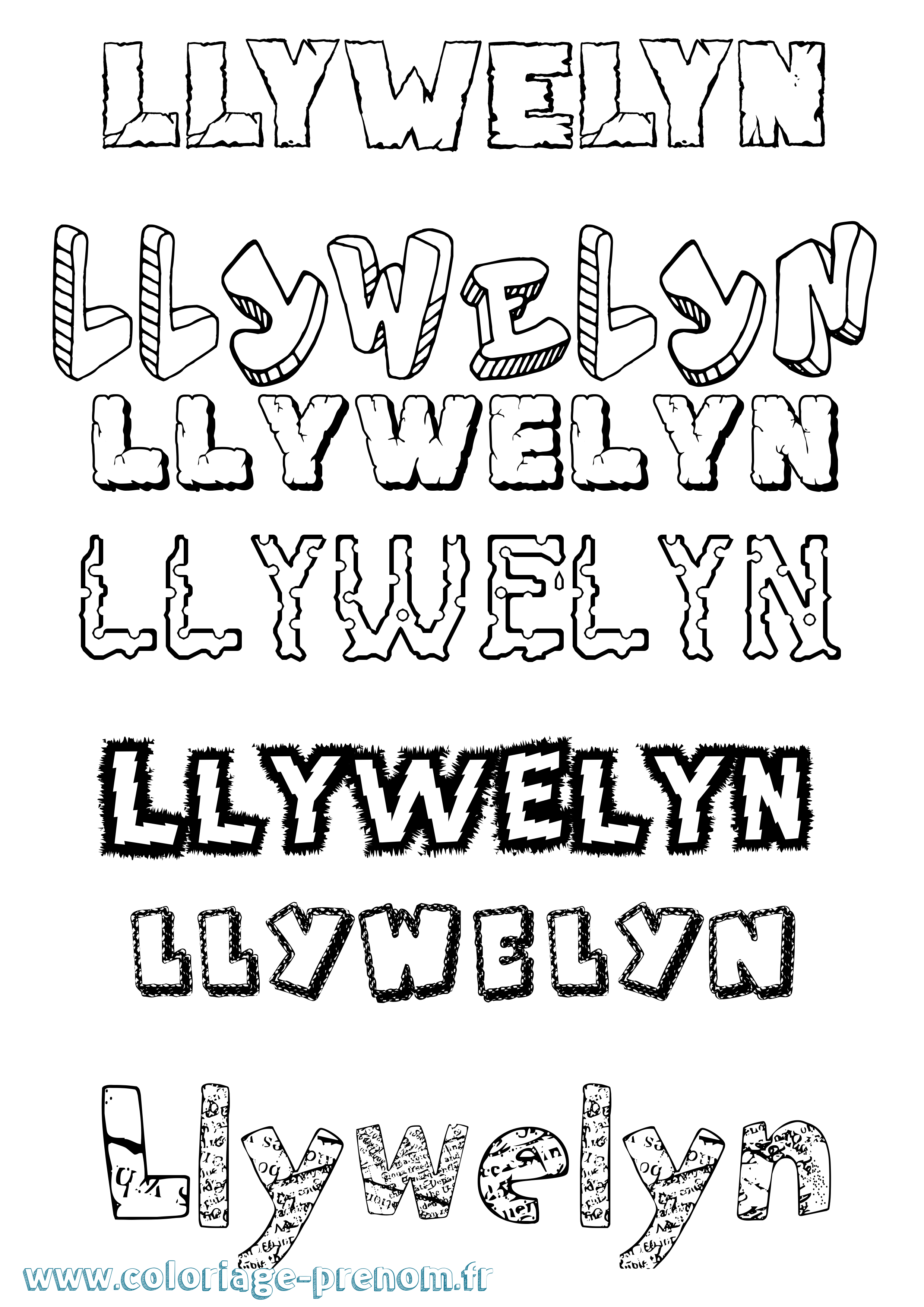 Coloriage Llywelyn Destructuré Coloriage prénom Llywelyn Destructuré