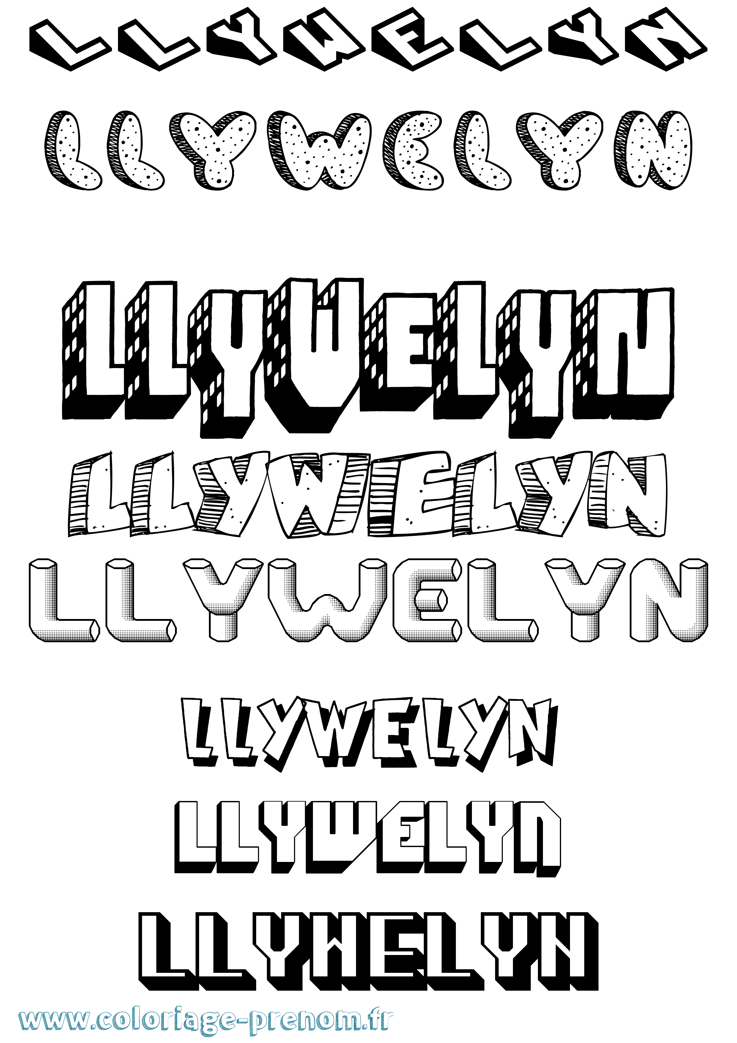 Coloriage Llywelyn Effet 3D Coloriage prénom Llywelyn Effet 3D