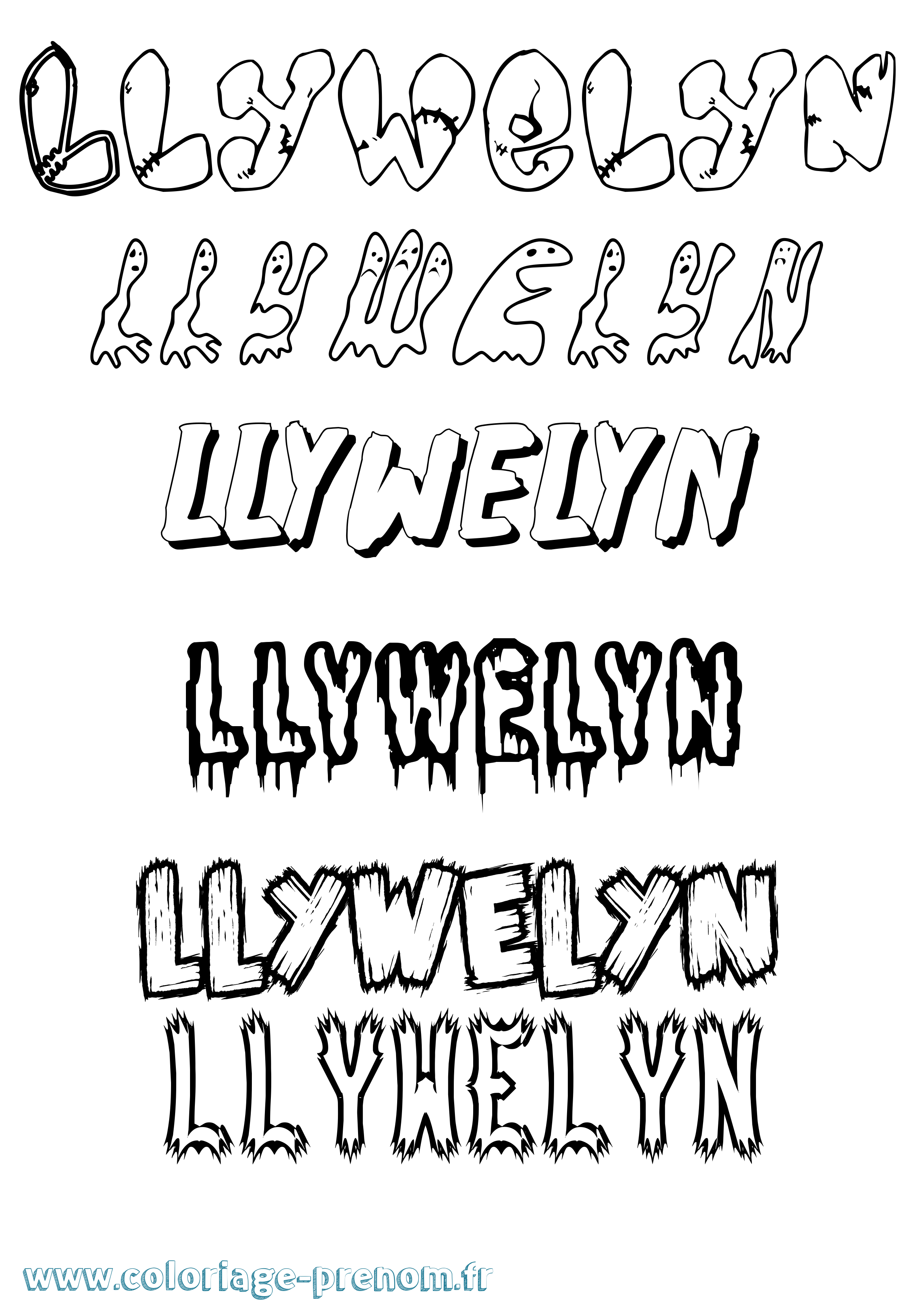 Coloriage Llywelyn Frisson Coloriage prénom Llywelyn Frisson