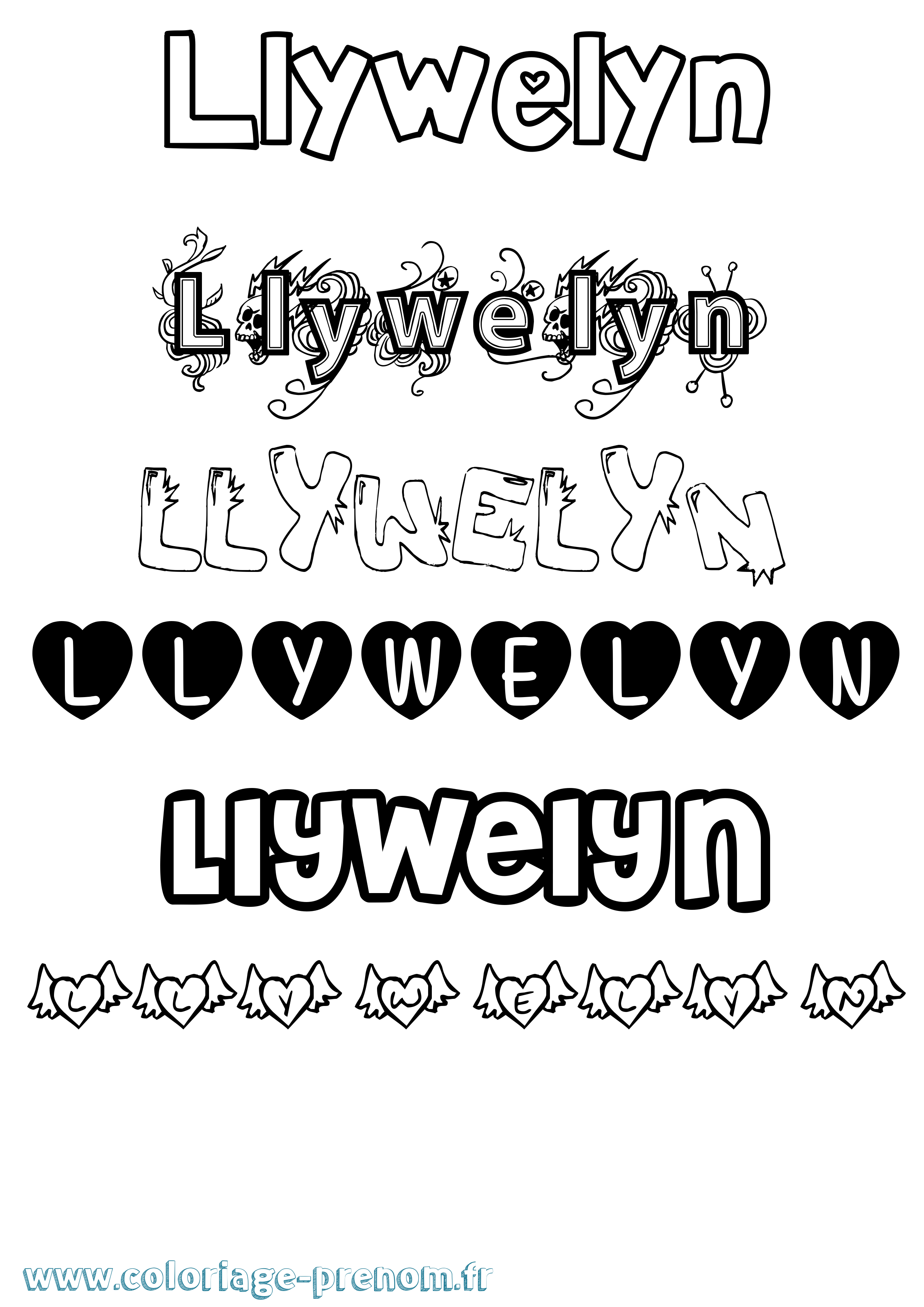 Coloriage Llywelyn Girly Coloriage prénom Llywelyn Girly