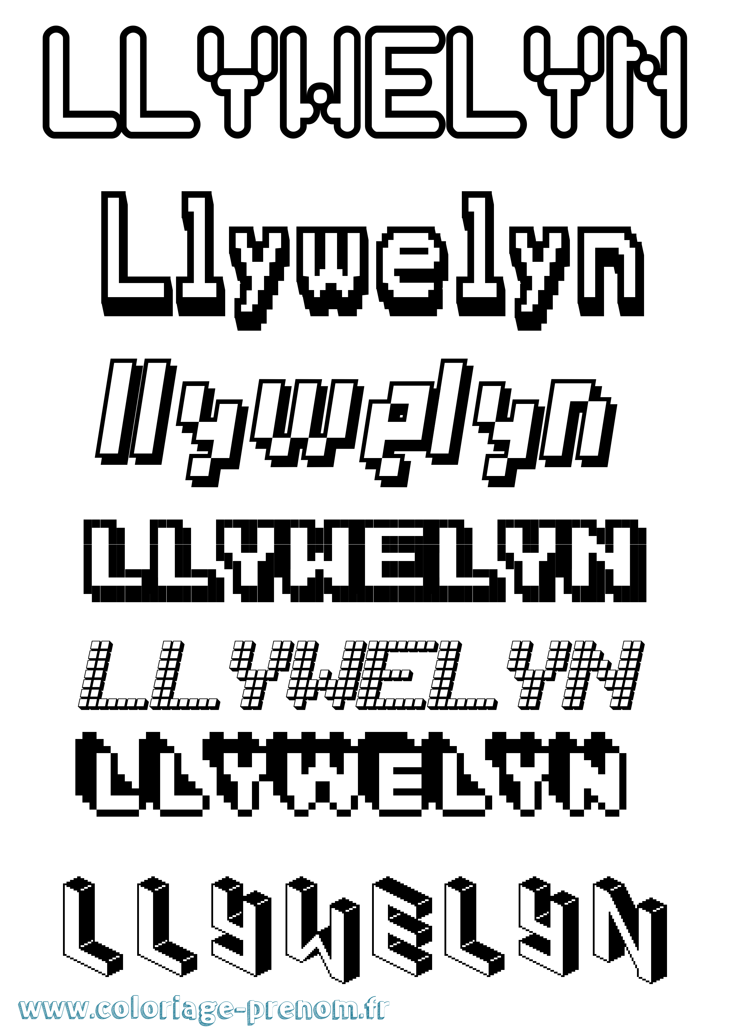 Coloriage Llywelyn Pixel Coloriage prénom Llywelyn Pixel