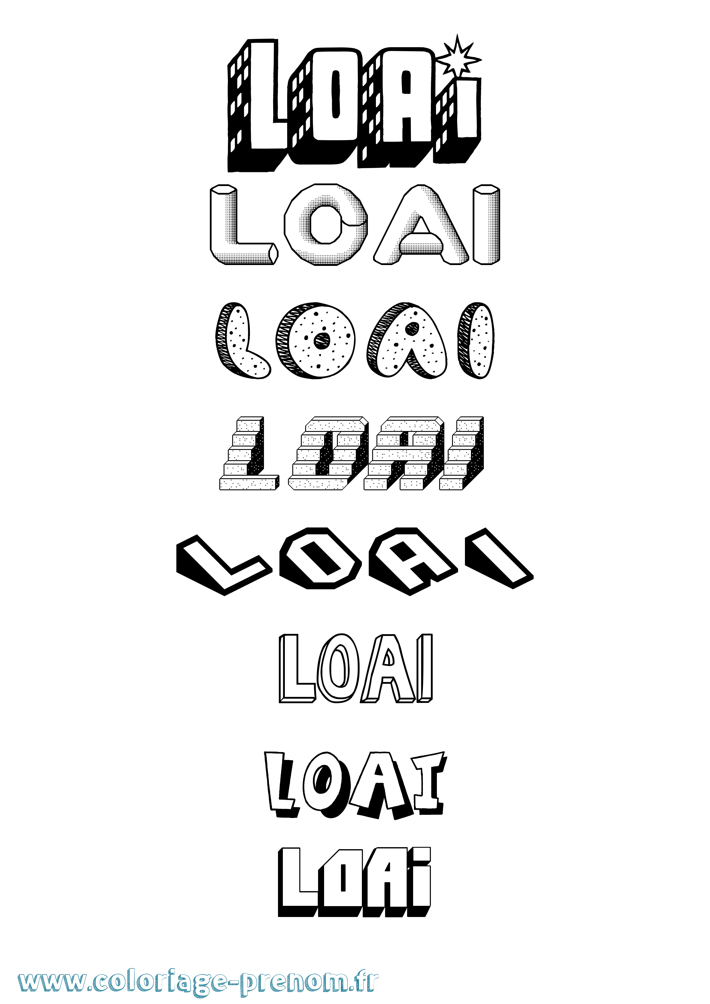 Coloriage Loai Effet 3D Coloriage prénom Loai Effet 3D