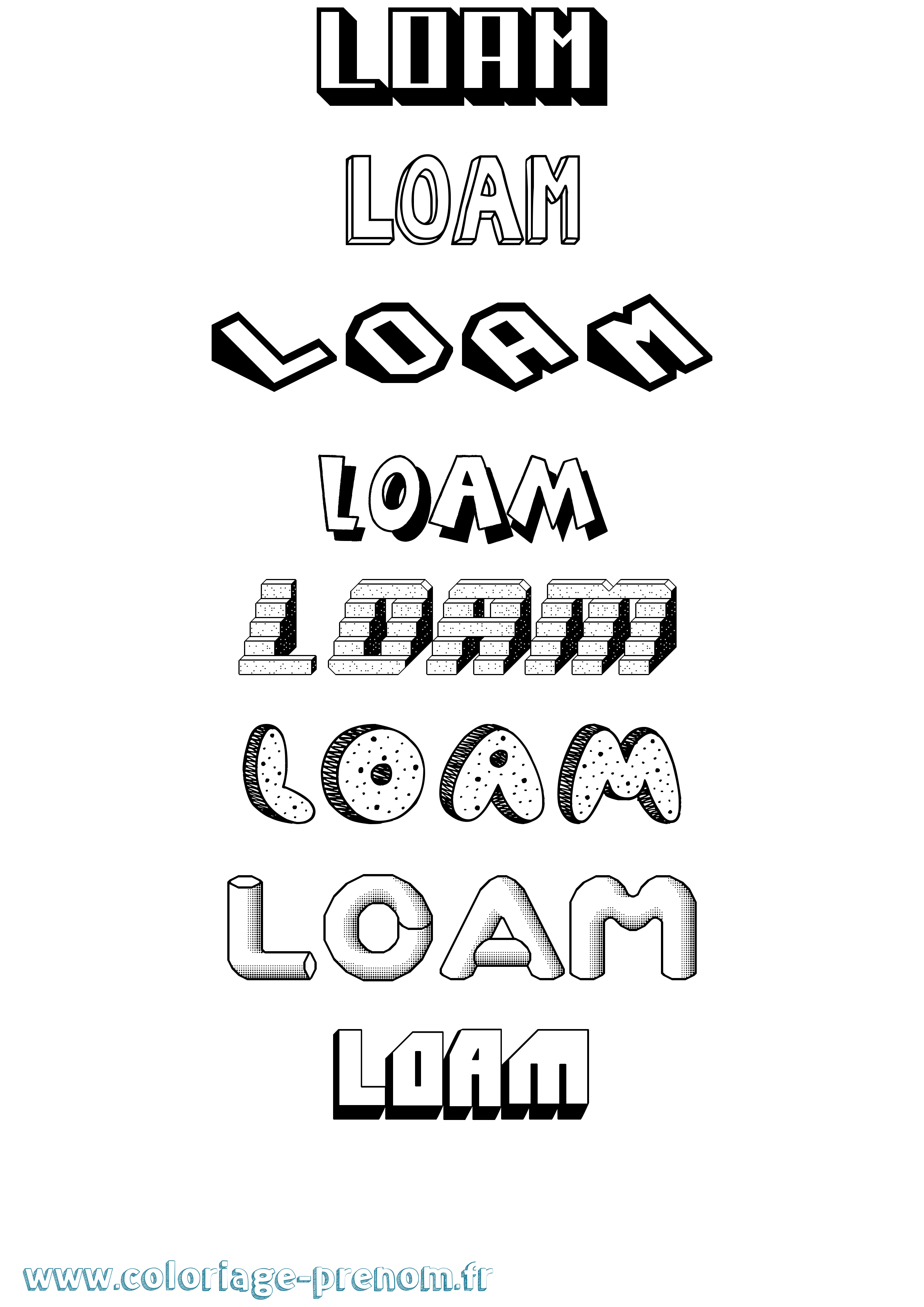 Coloriage Loam Effet 3D Coloriage prénom Loam Effet 3D