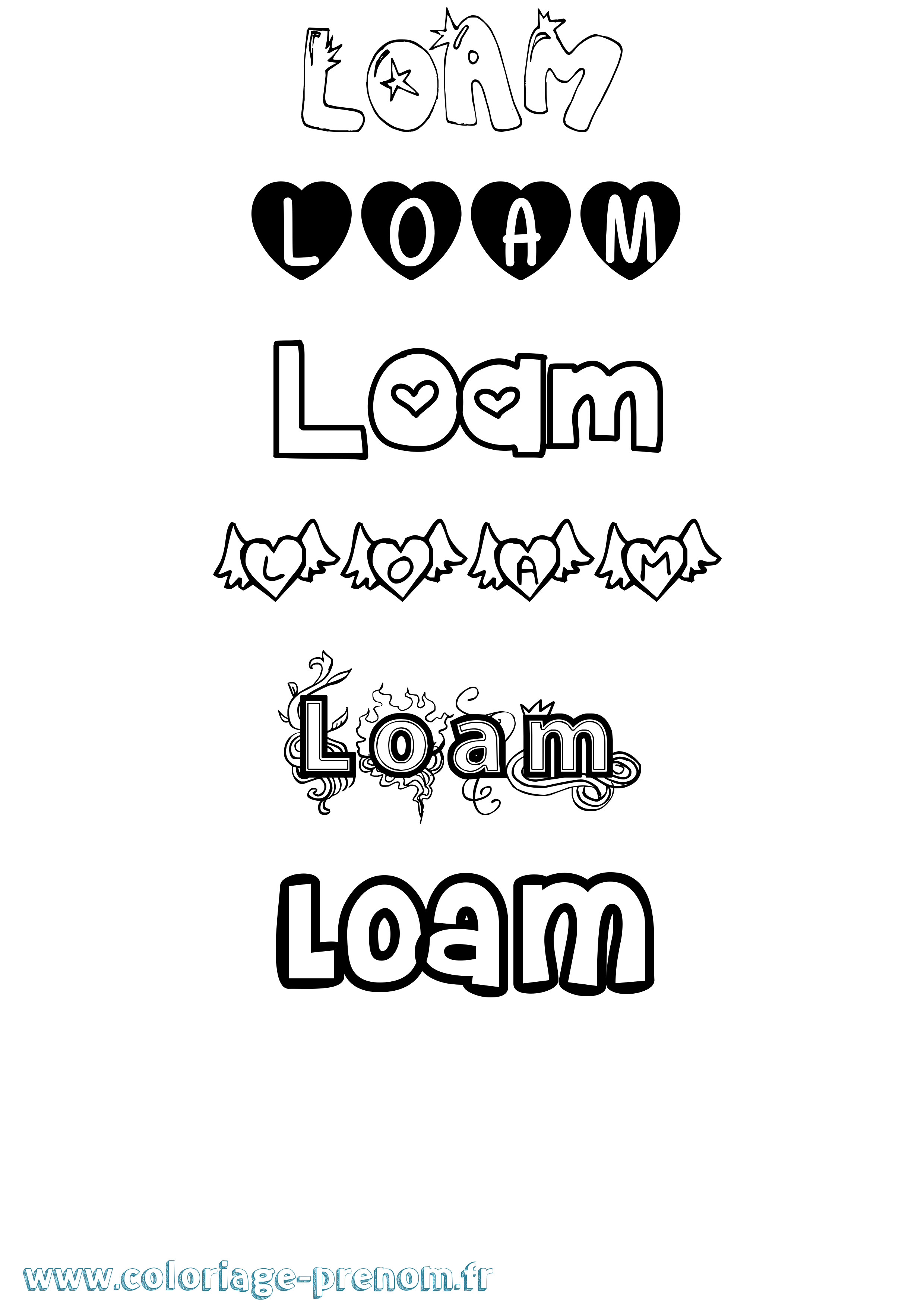 Coloriage Loam Girly Coloriage prénom Loam Girly
