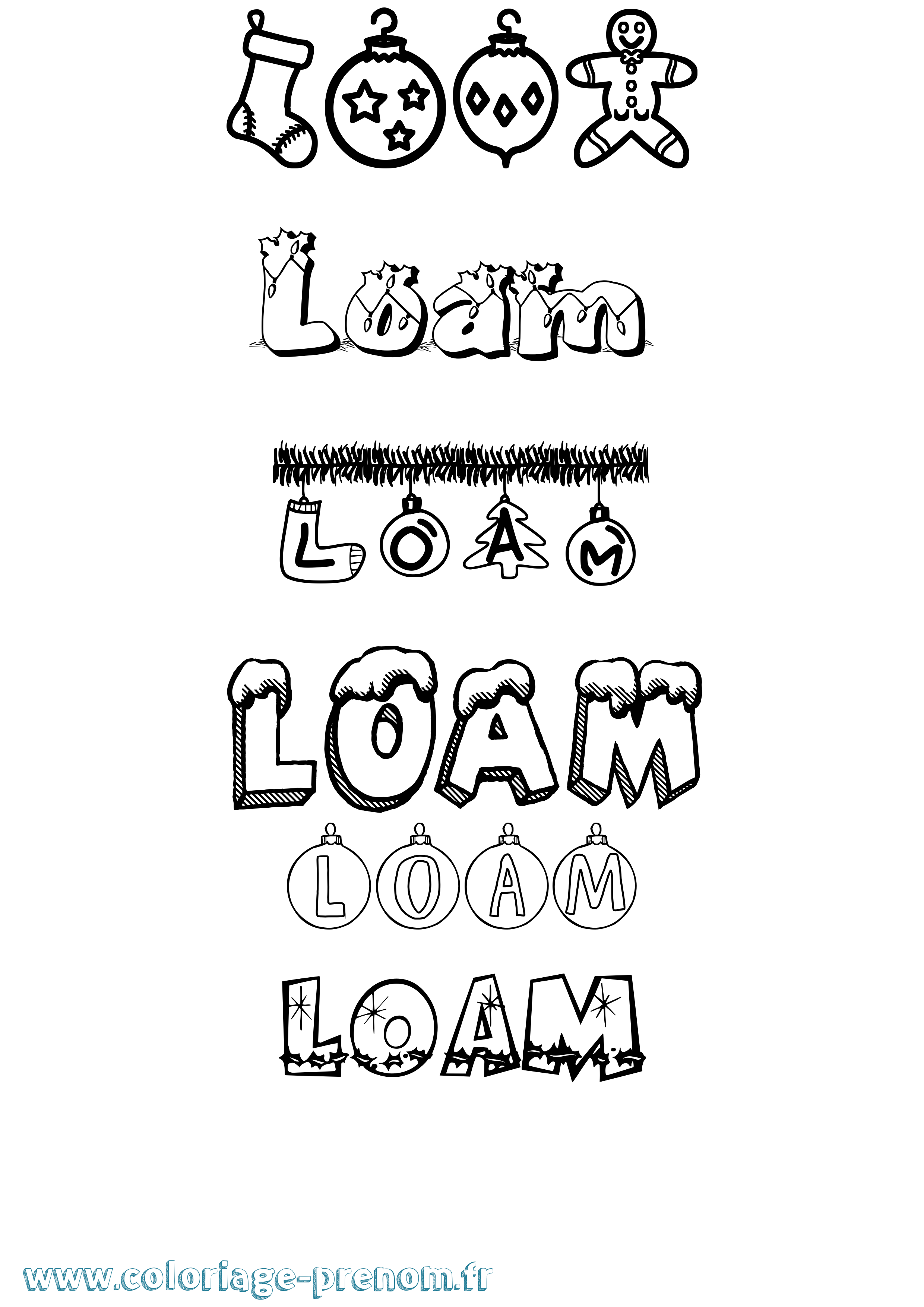 Coloriage Loam Noël Coloriage prénom Loam Noël