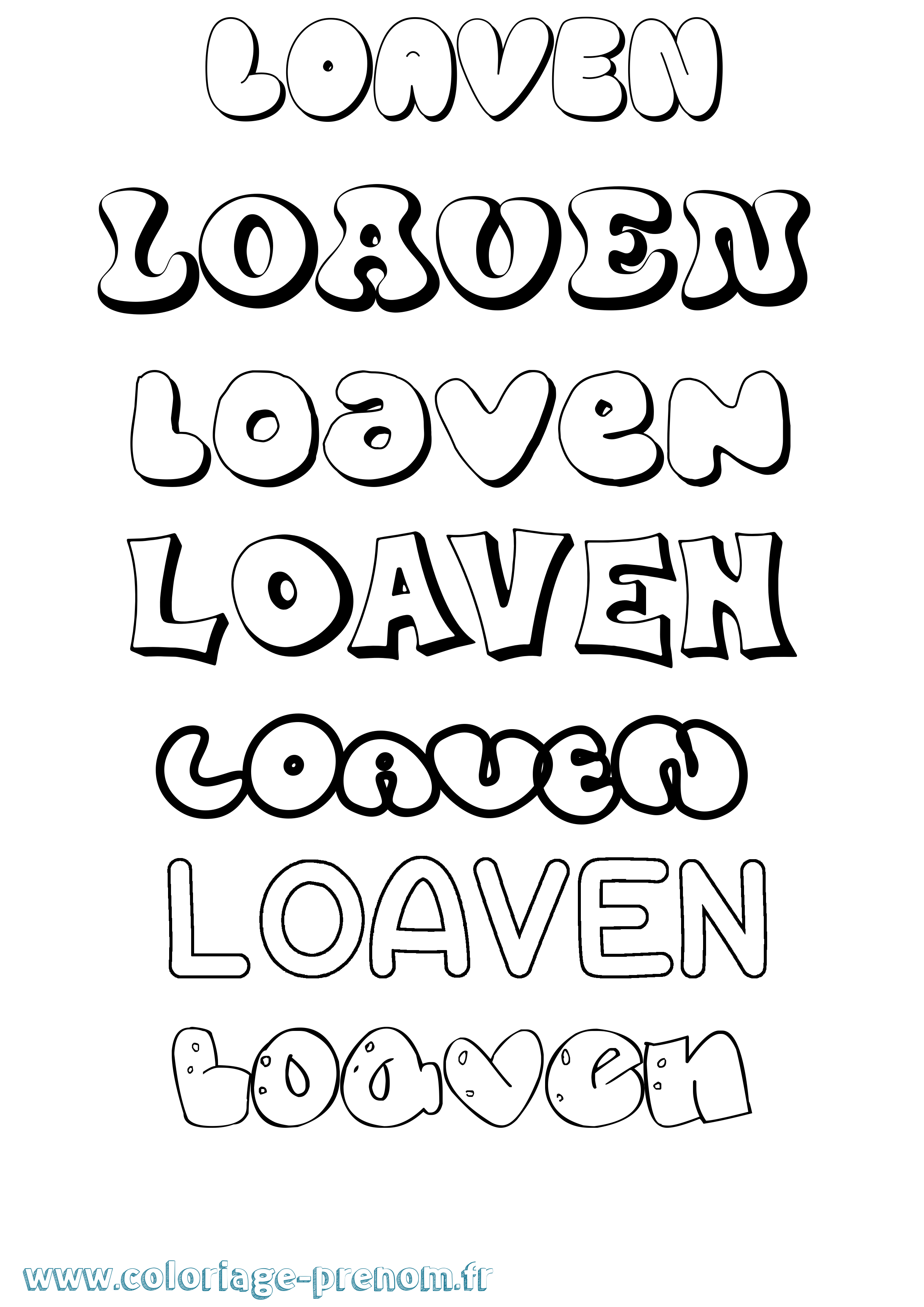 Coloriage Loaven Bubble Coloriage prénom Loaven Bubble