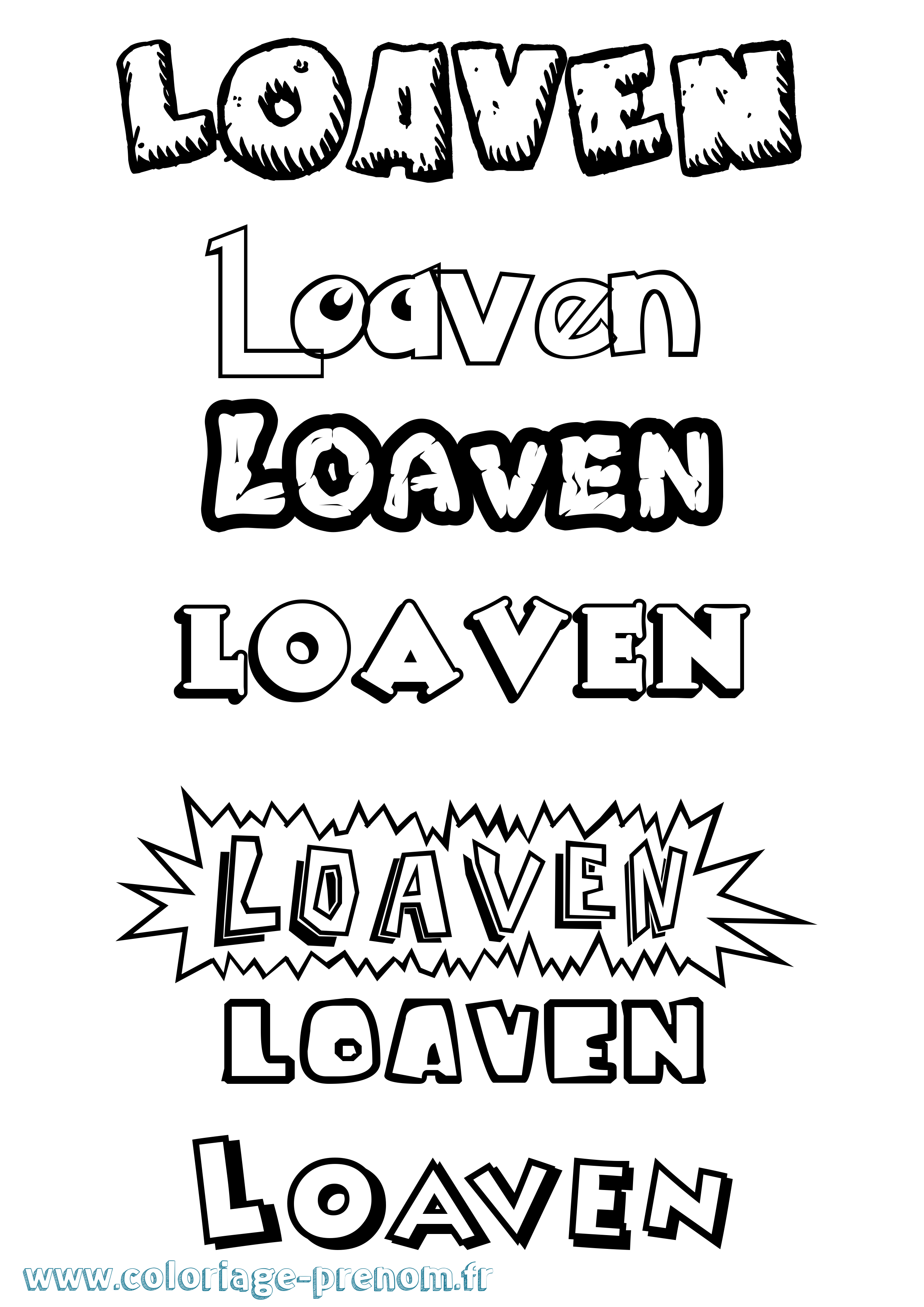 Coloriage Loaven Dessin Animé Coloriage prénom Loaven Dessin Animé