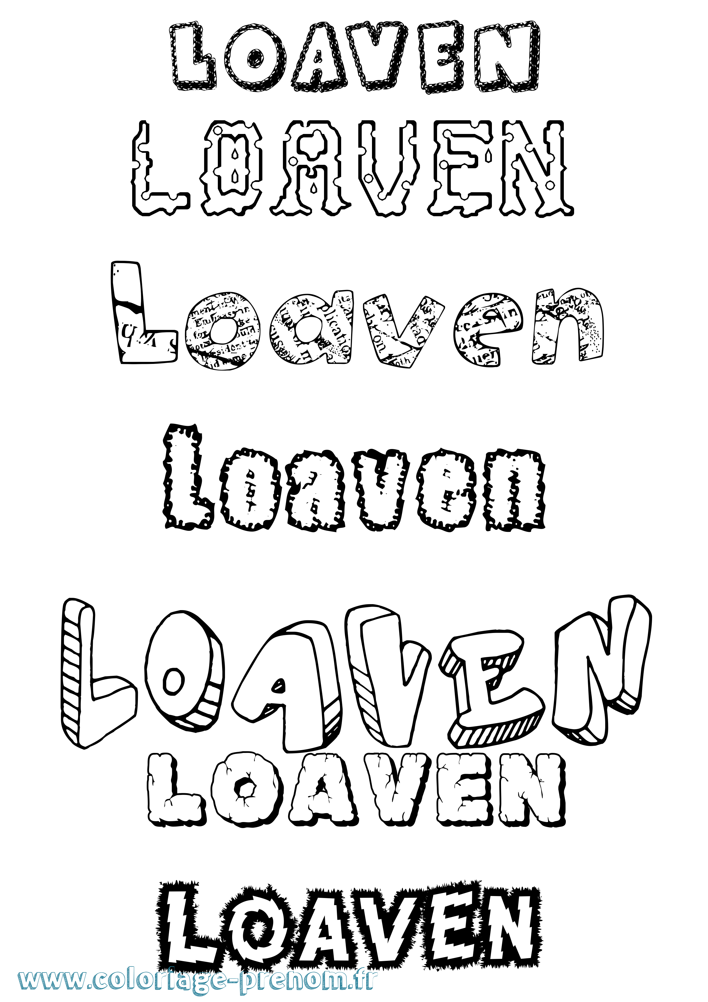 Coloriage Loaven Destructuré Coloriage prénom Loaven Destructuré