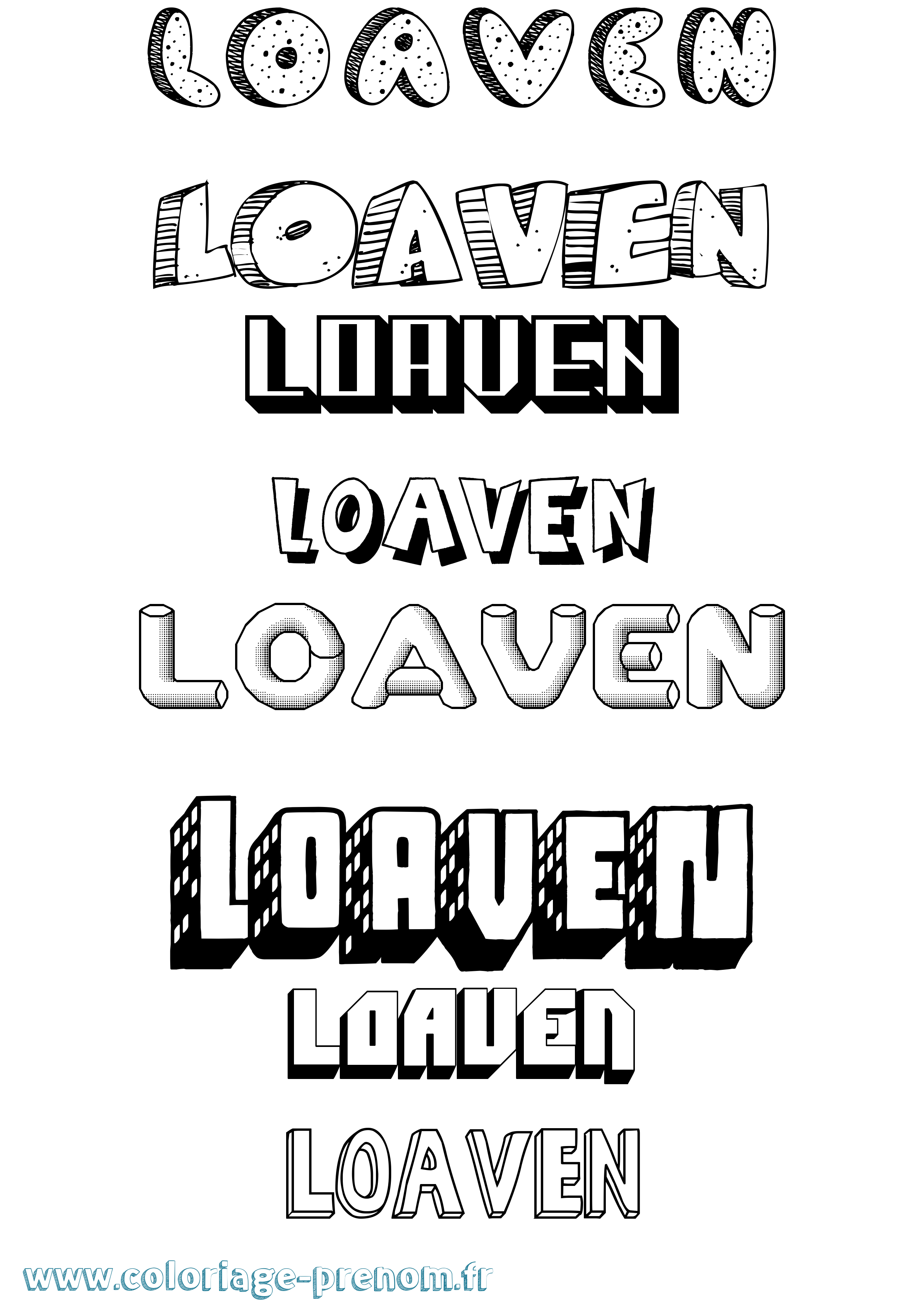 Coloriage Loaven Effet 3D Coloriage prénom Loaven Effet 3D