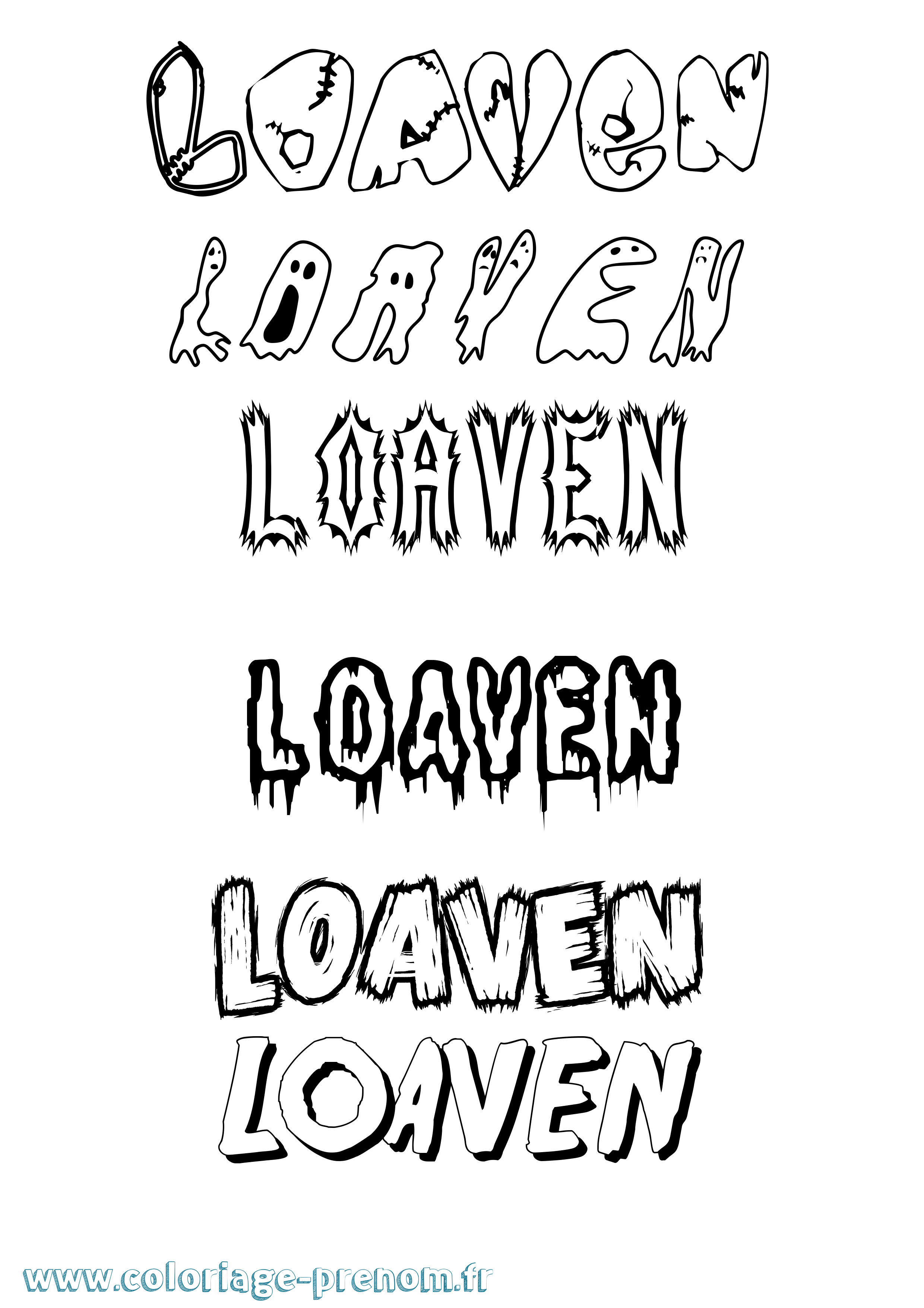 Coloriage Loaven Frisson Coloriage prénom Loaven Frisson