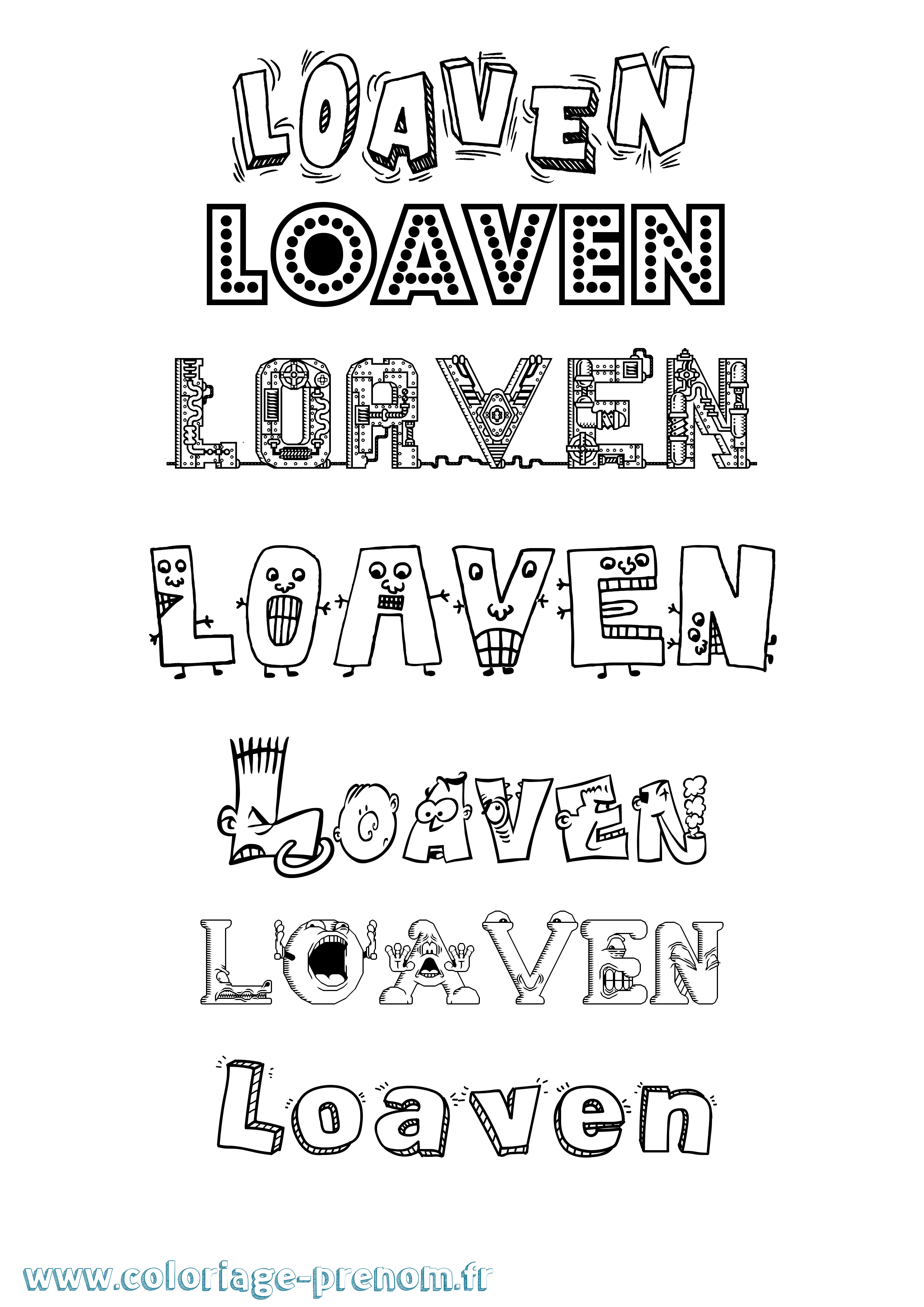 Coloriage Loaven Fun Coloriage prénom Loaven Fun