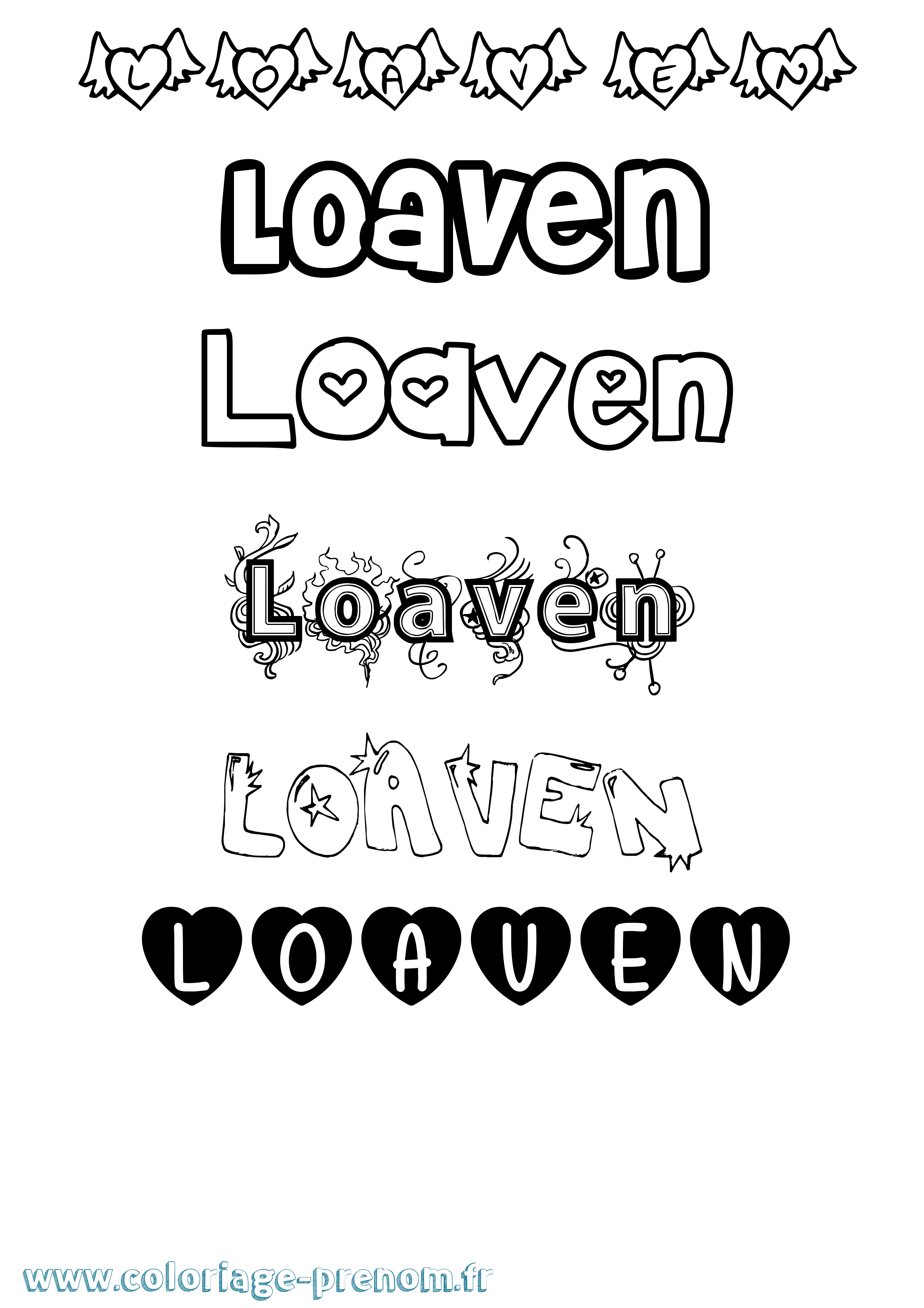 Coloriage Loaven Girly Coloriage prénom Loaven Girly