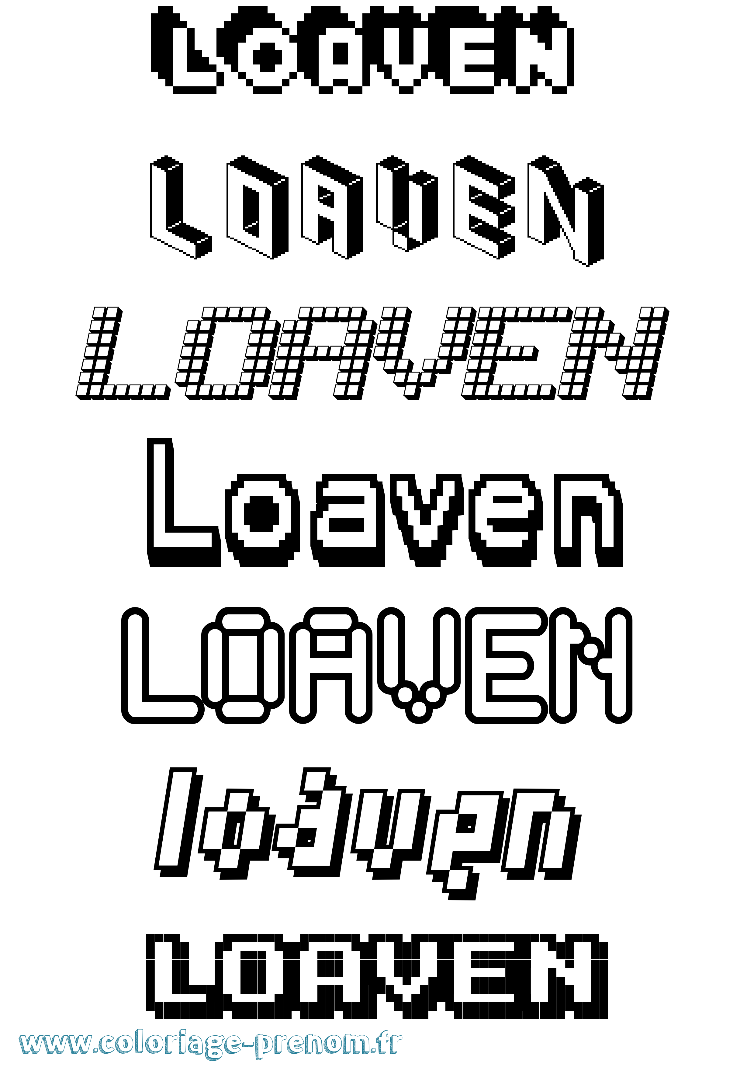 Coloriage Loaven Pixel Coloriage prénom Loaven Pixel