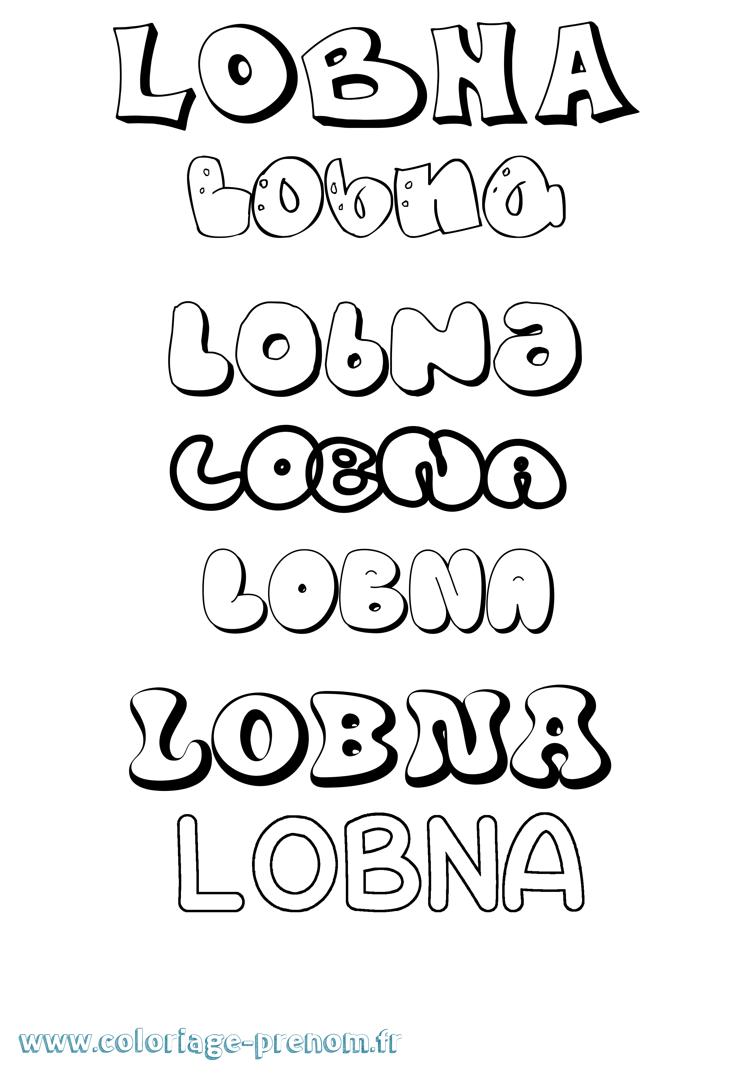 Coloriage Lobna Bubble Coloriage prénom Lobna Bubble