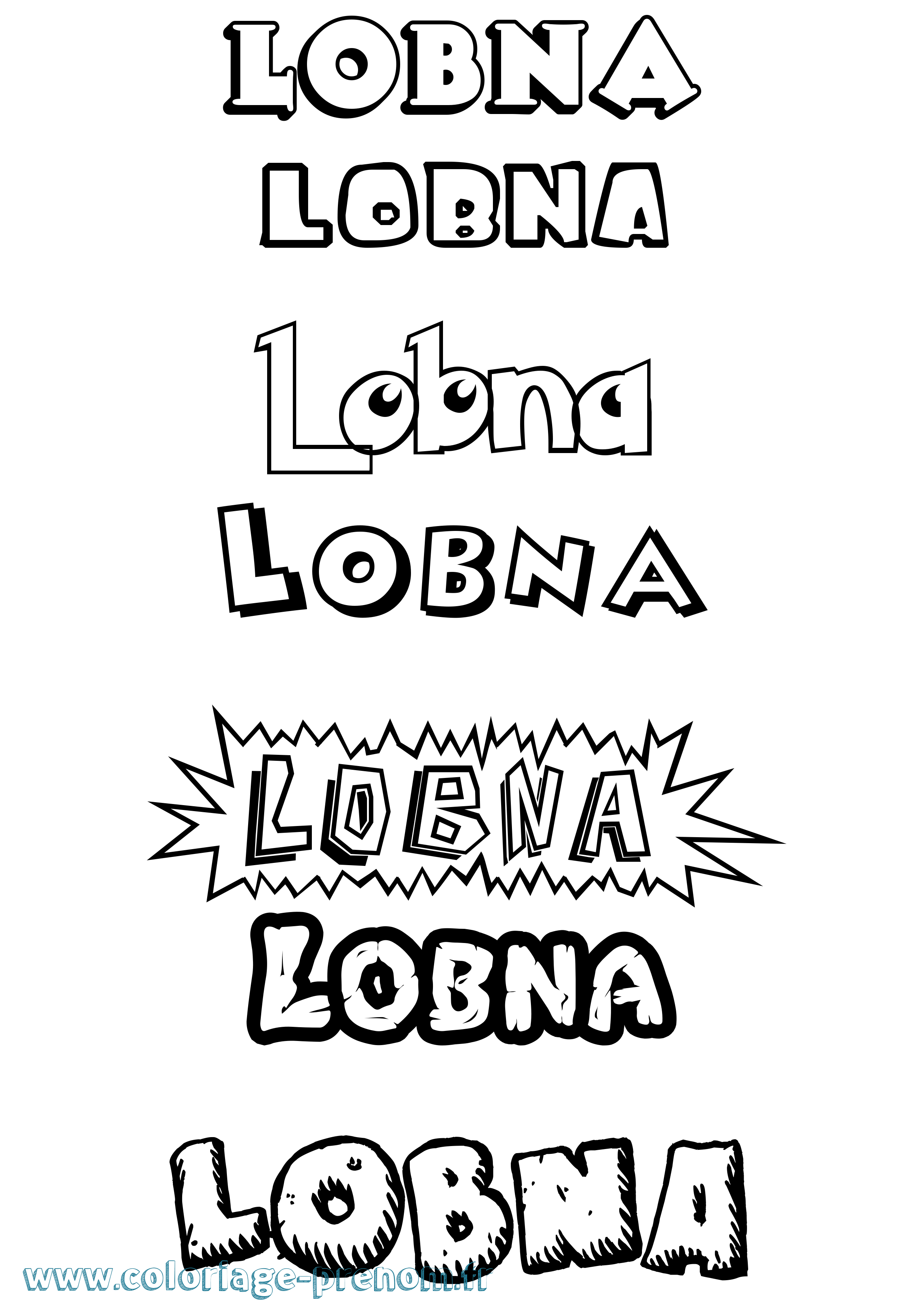Coloriage Lobna Dessin Animé Coloriage prénom Lobna Dessin Animé