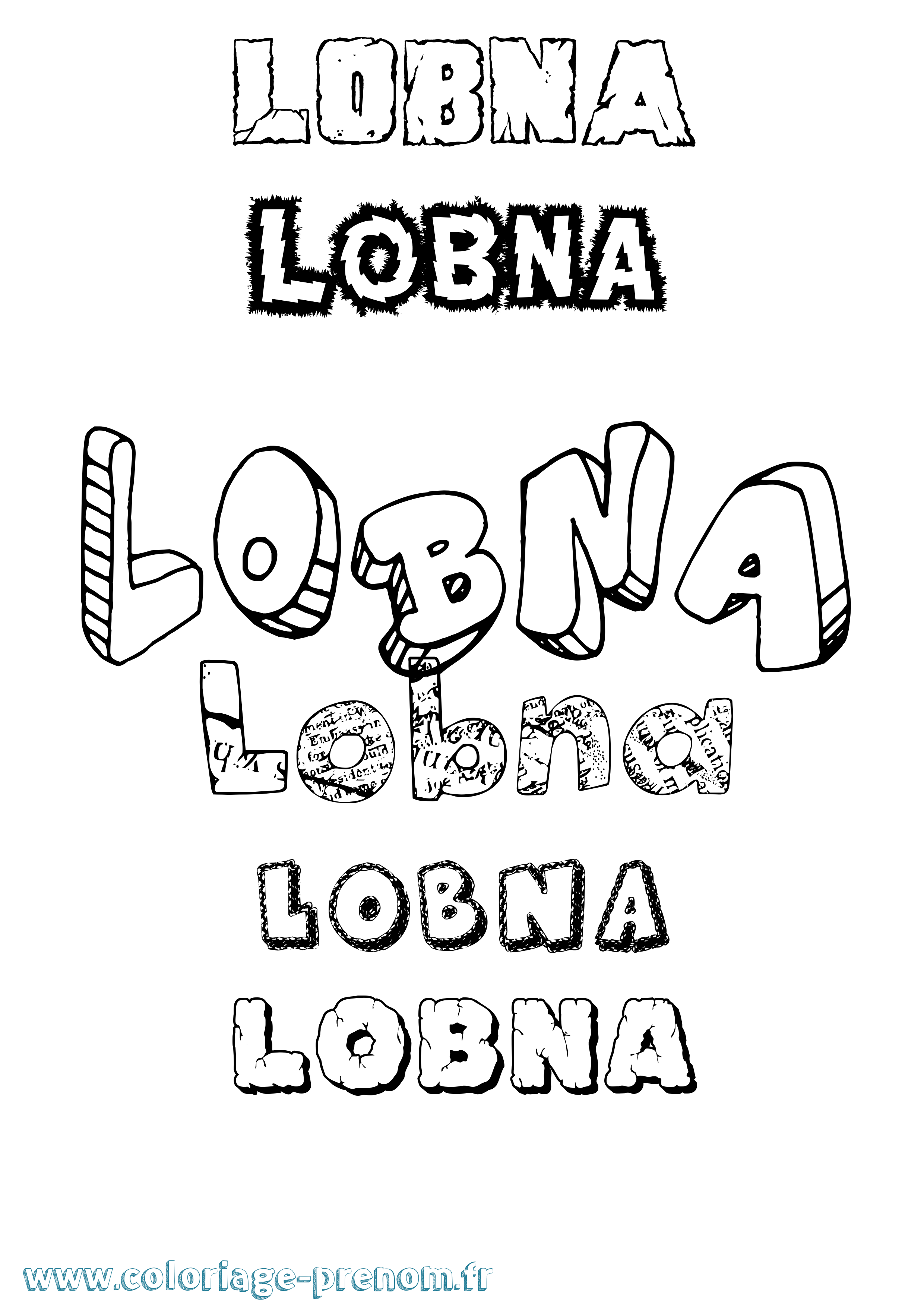 Coloriage Lobna Destructuré Coloriage prénom Lobna Destructuré