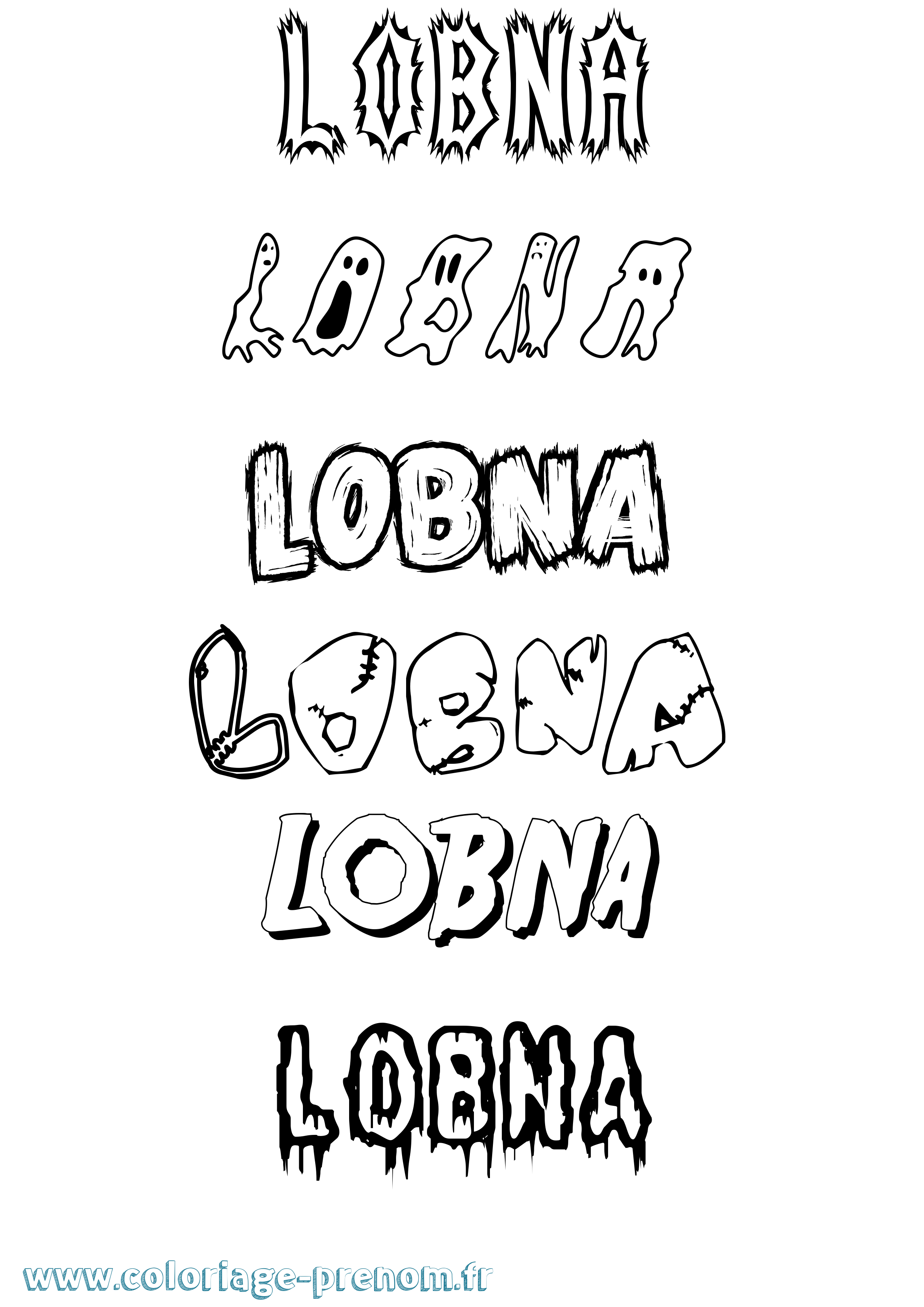 Coloriage Lobna Frisson Coloriage prénom Lobna Frisson