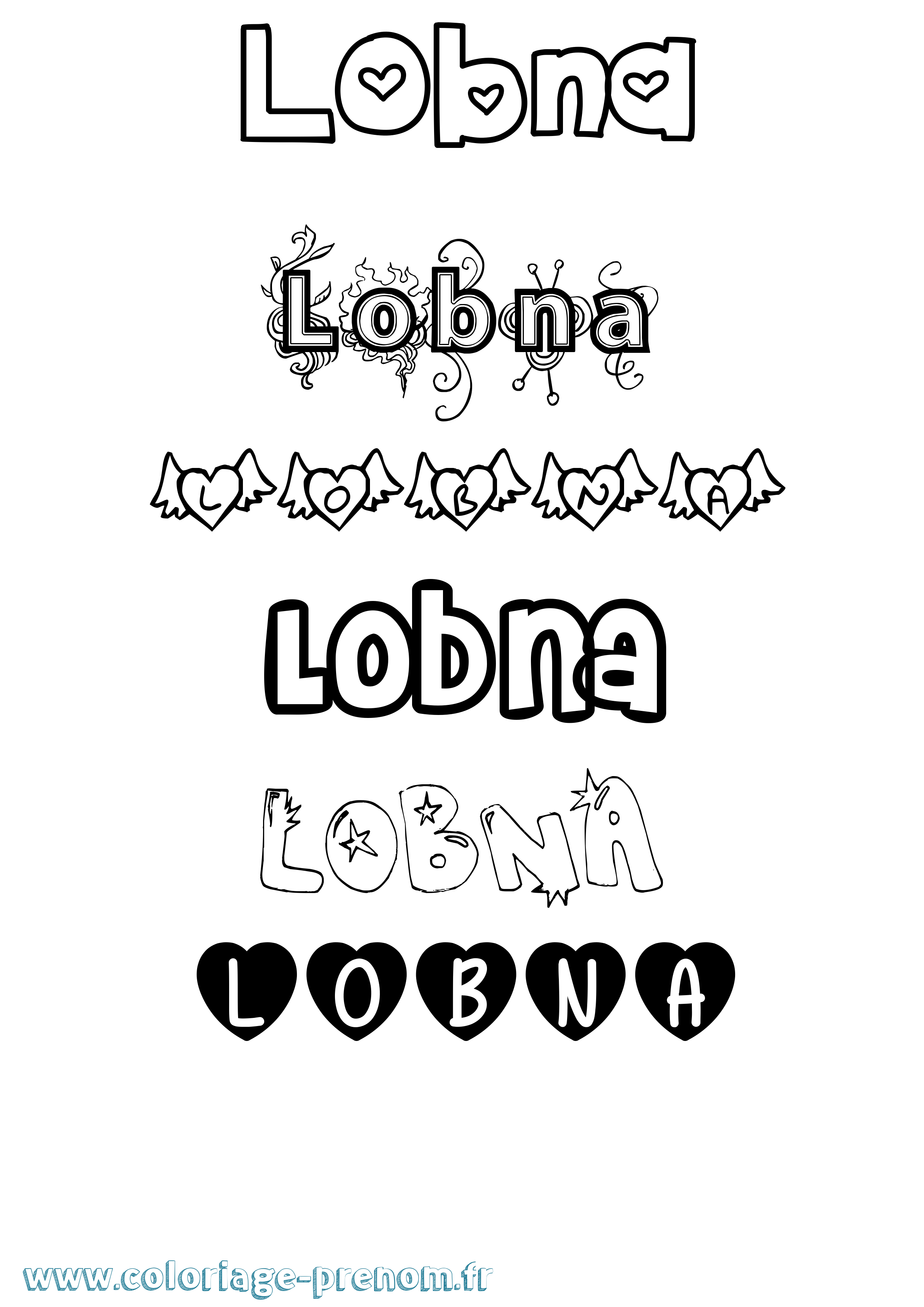 Coloriage Lobna Girly Coloriage prénom Lobna Girly