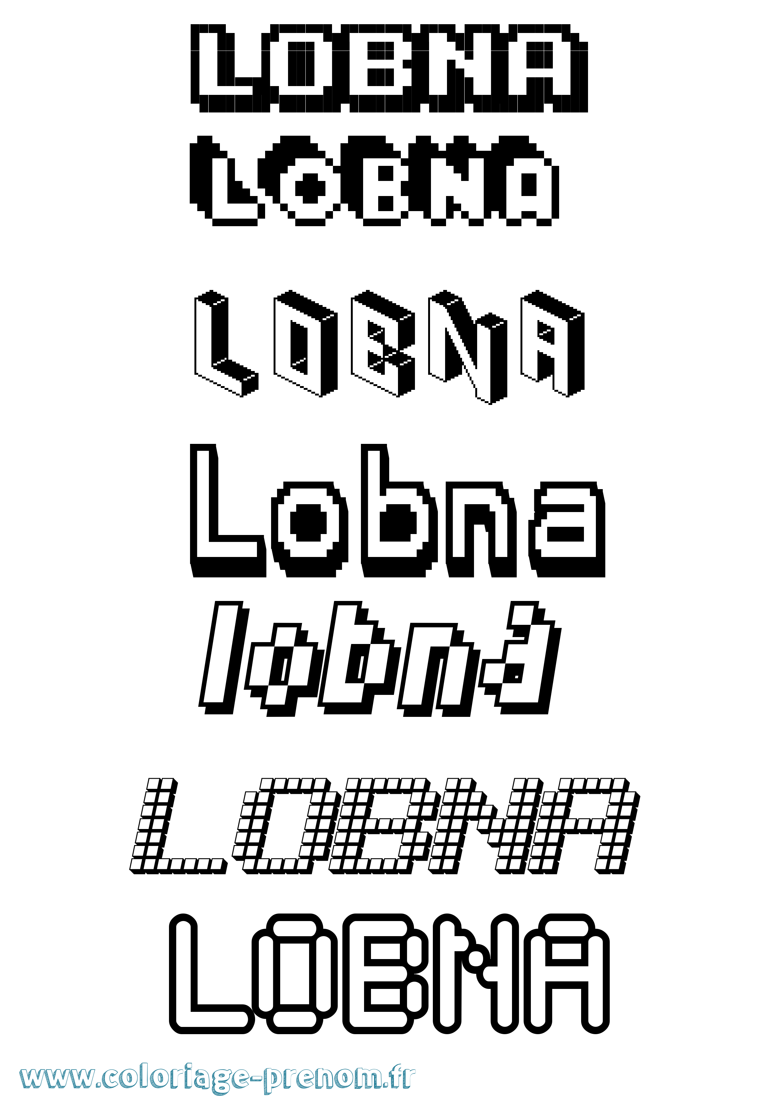 Coloriage Lobna Pixel Coloriage prénom Lobna Pixel