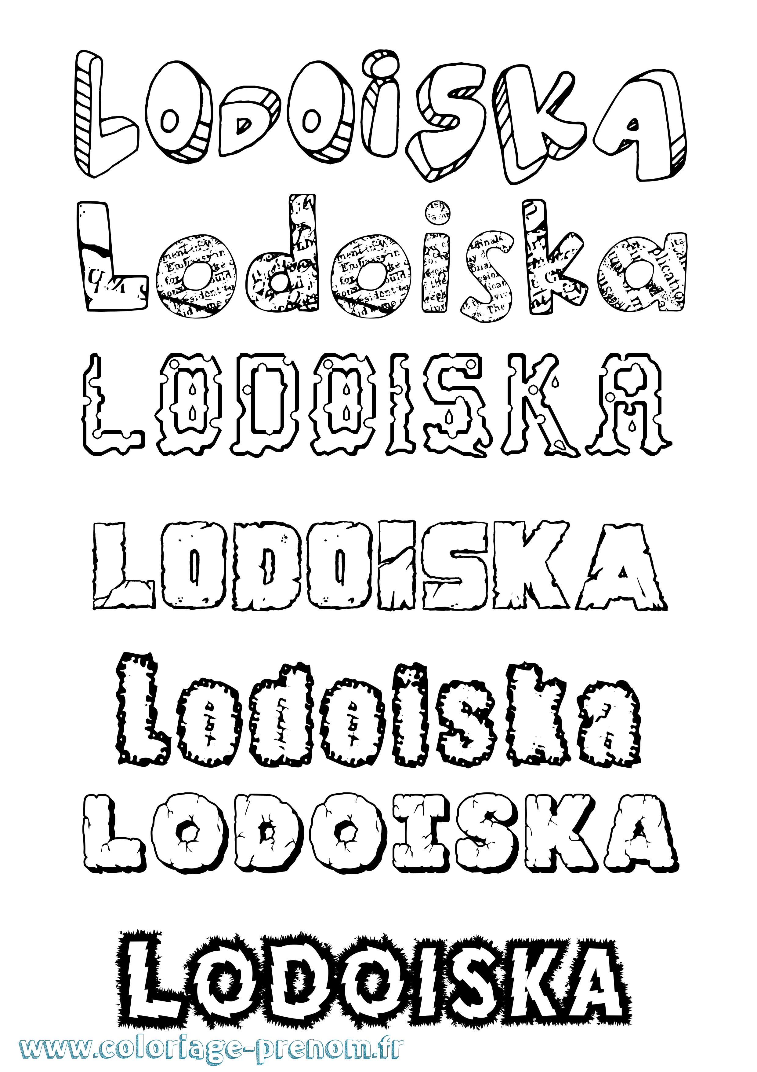 Coloriage Lodoiska Destructuré Coloriage prénom Lodoiska Destructuré
