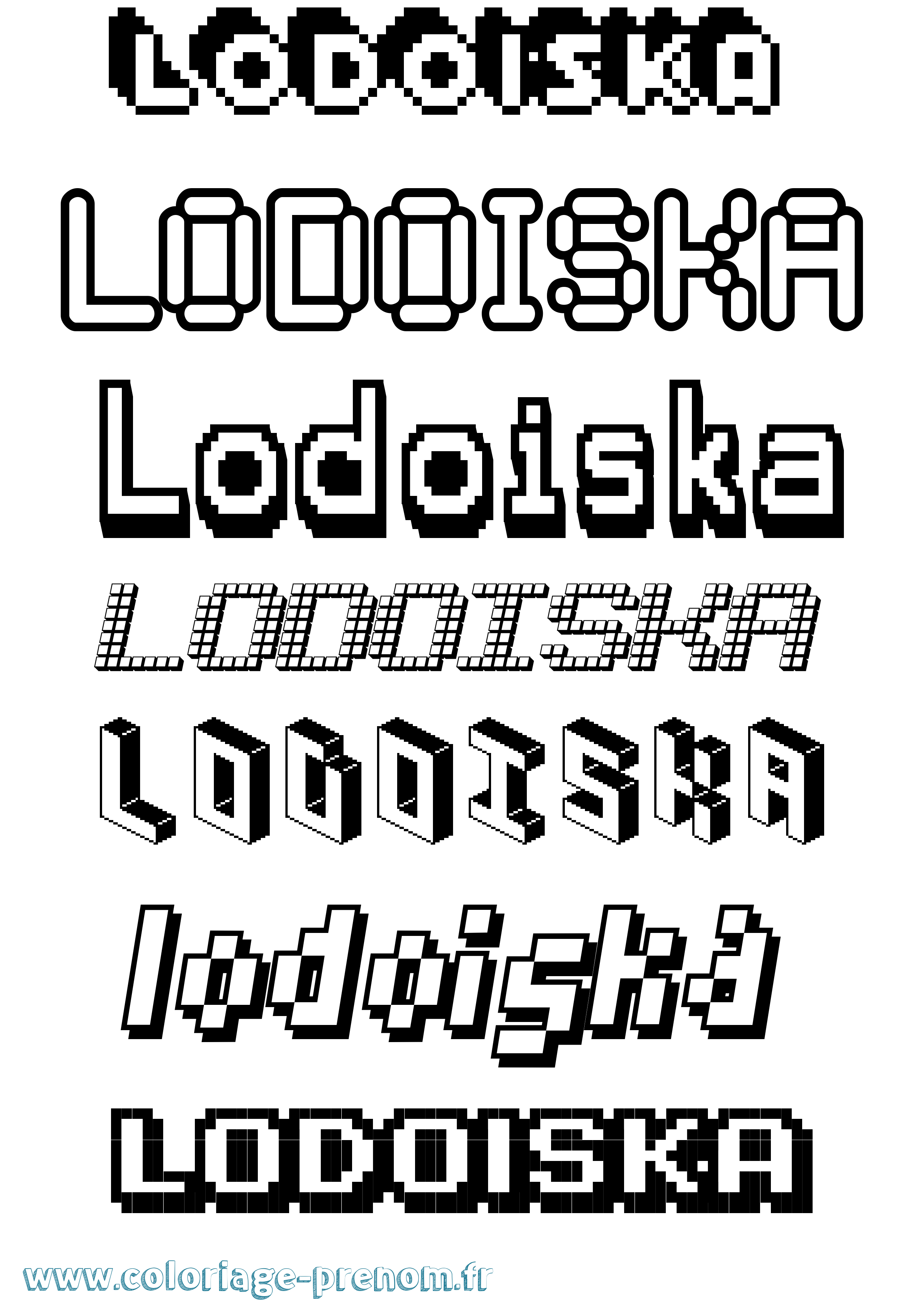 Coloriage Lodoiska Pixel Coloriage prénom Lodoiska Pixel