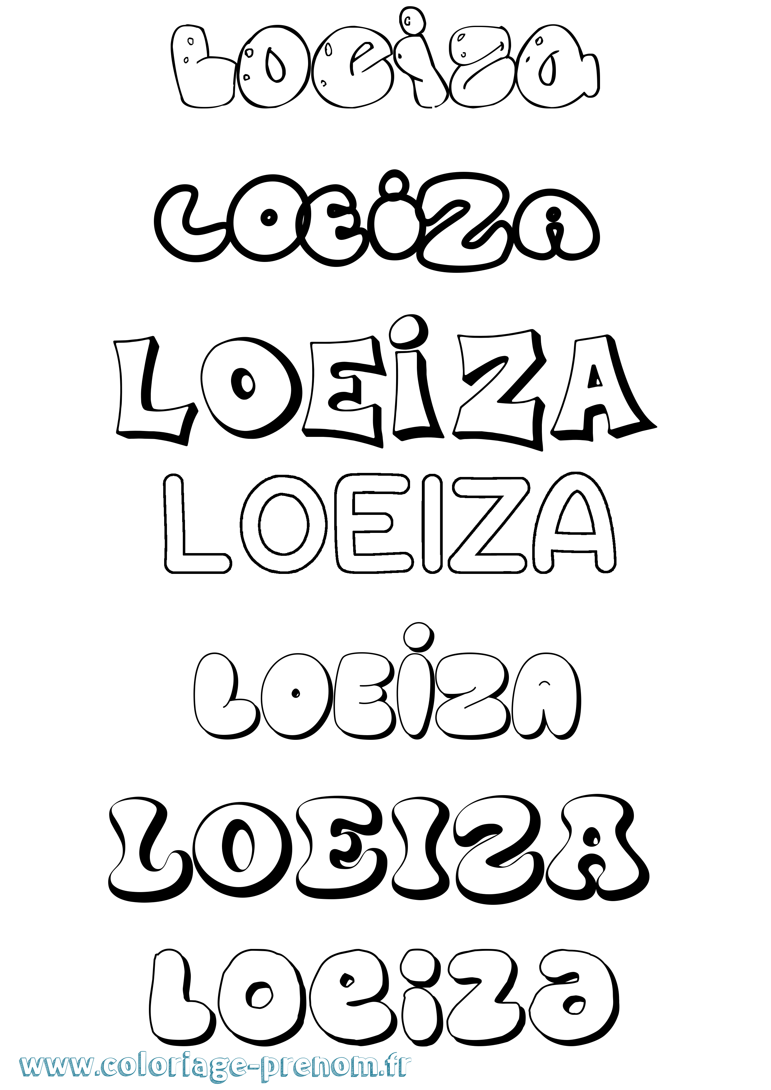 Coloriage Loeiza Bubble Coloriage prénom Loeiza Bubble