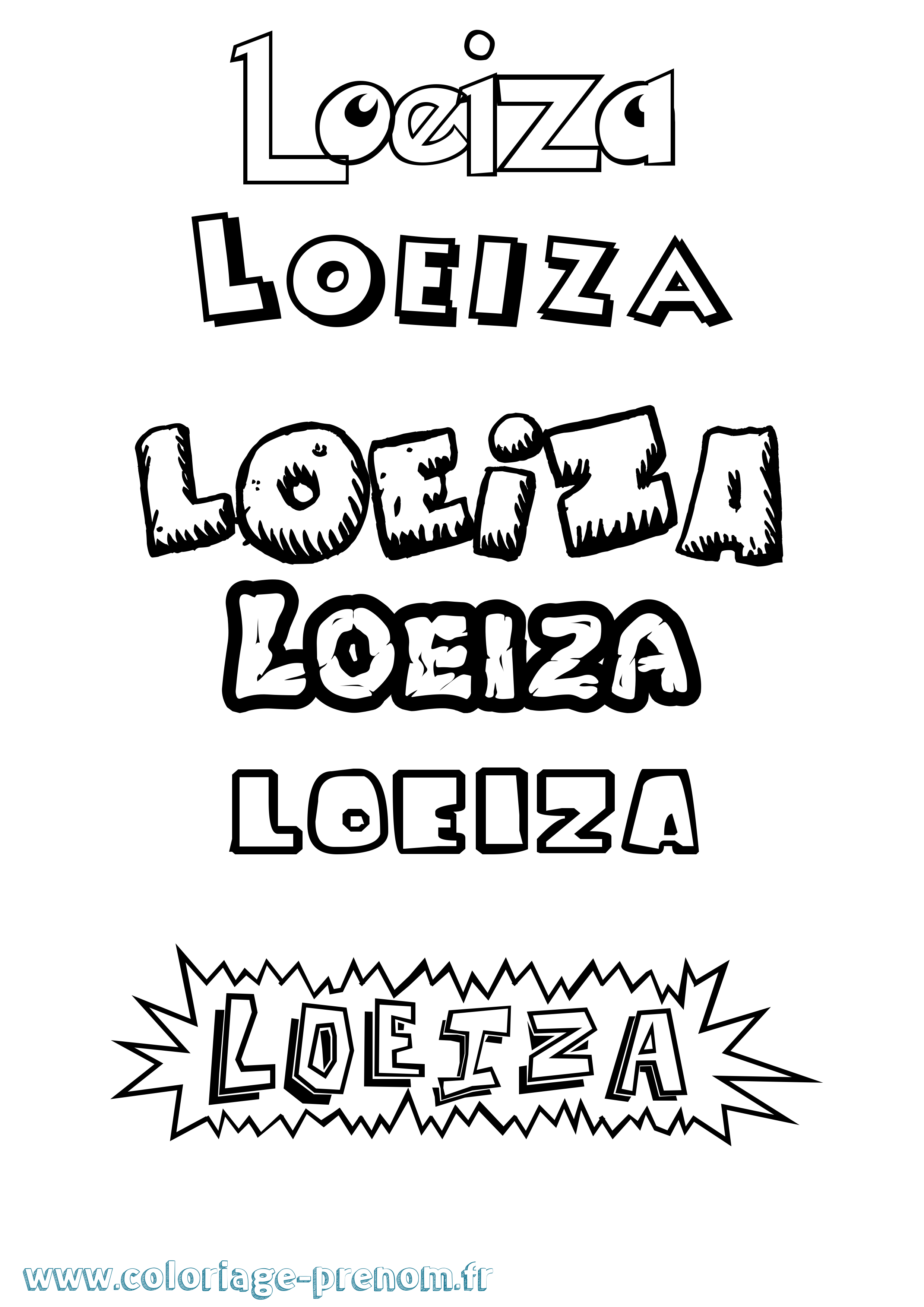 Coloriage Loeiza Dessin Animé Coloriage prénom Loeiza Dessin Animé