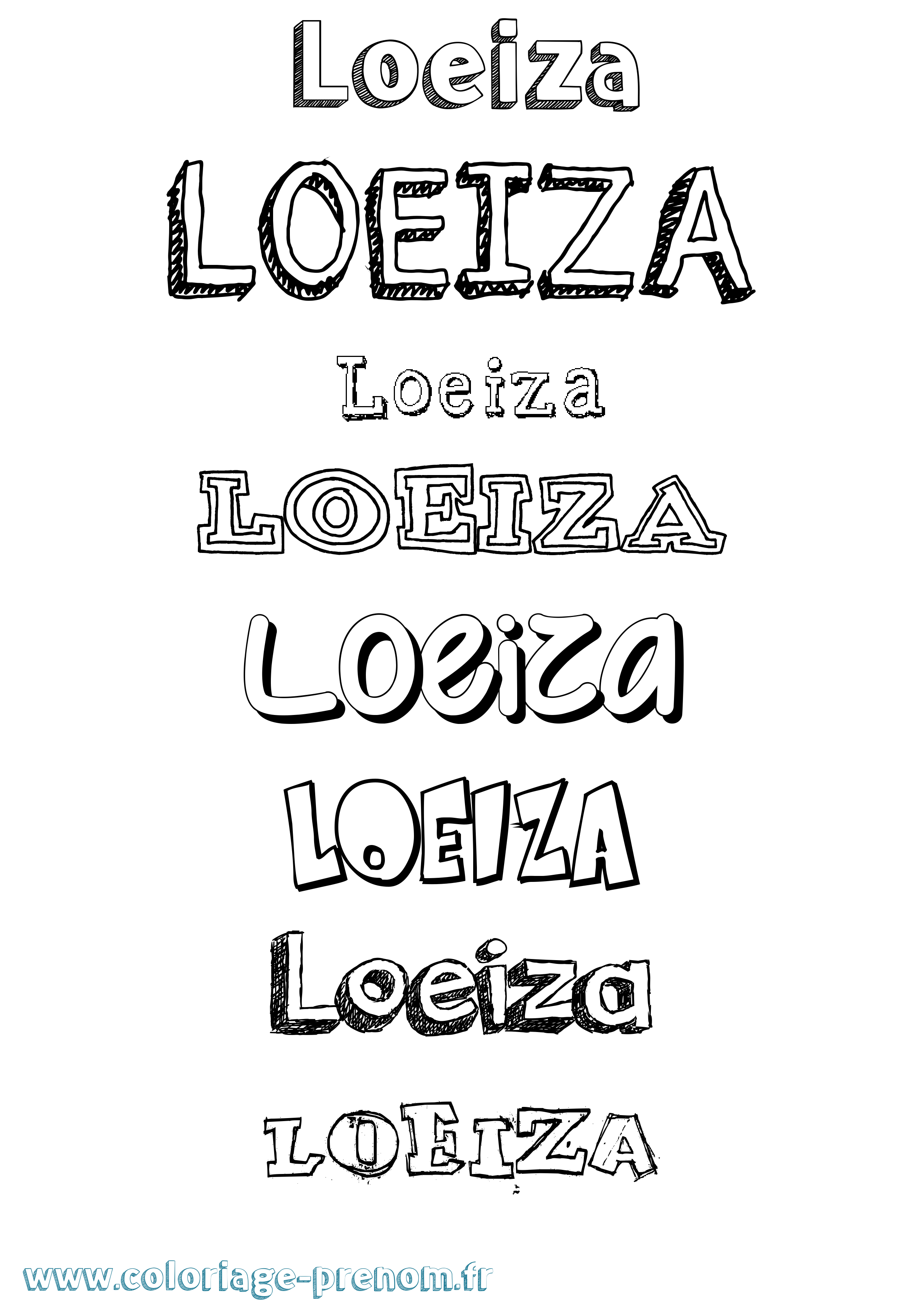 Coloriage Loeiza Dessiné Coloriage prénom Loeiza Dessiné