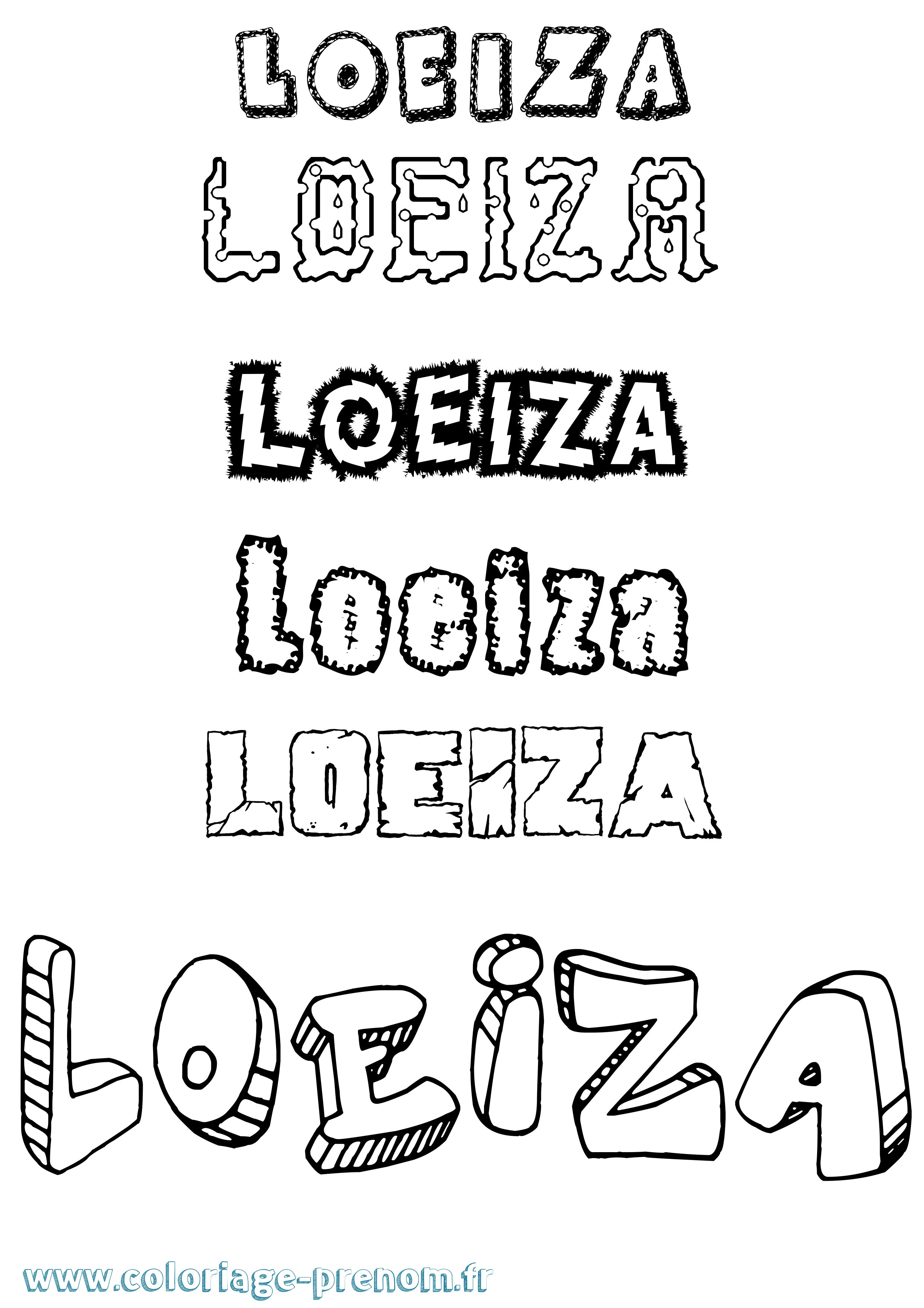 Coloriage Loeiza Destructuré Coloriage prénom Loeiza Destructuré