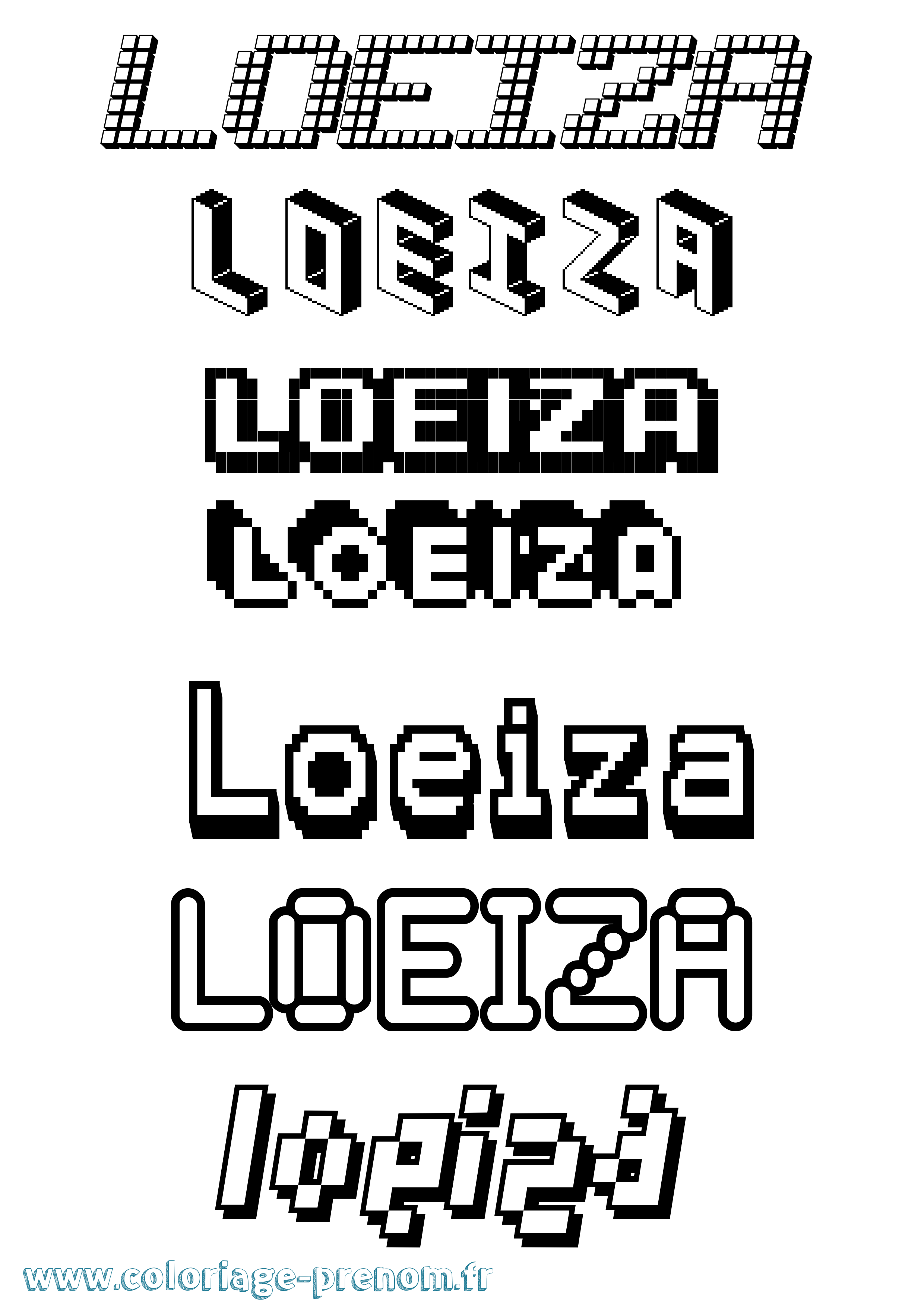 Coloriage Loeiza Pixel Coloriage prénom Loeiza Pixel