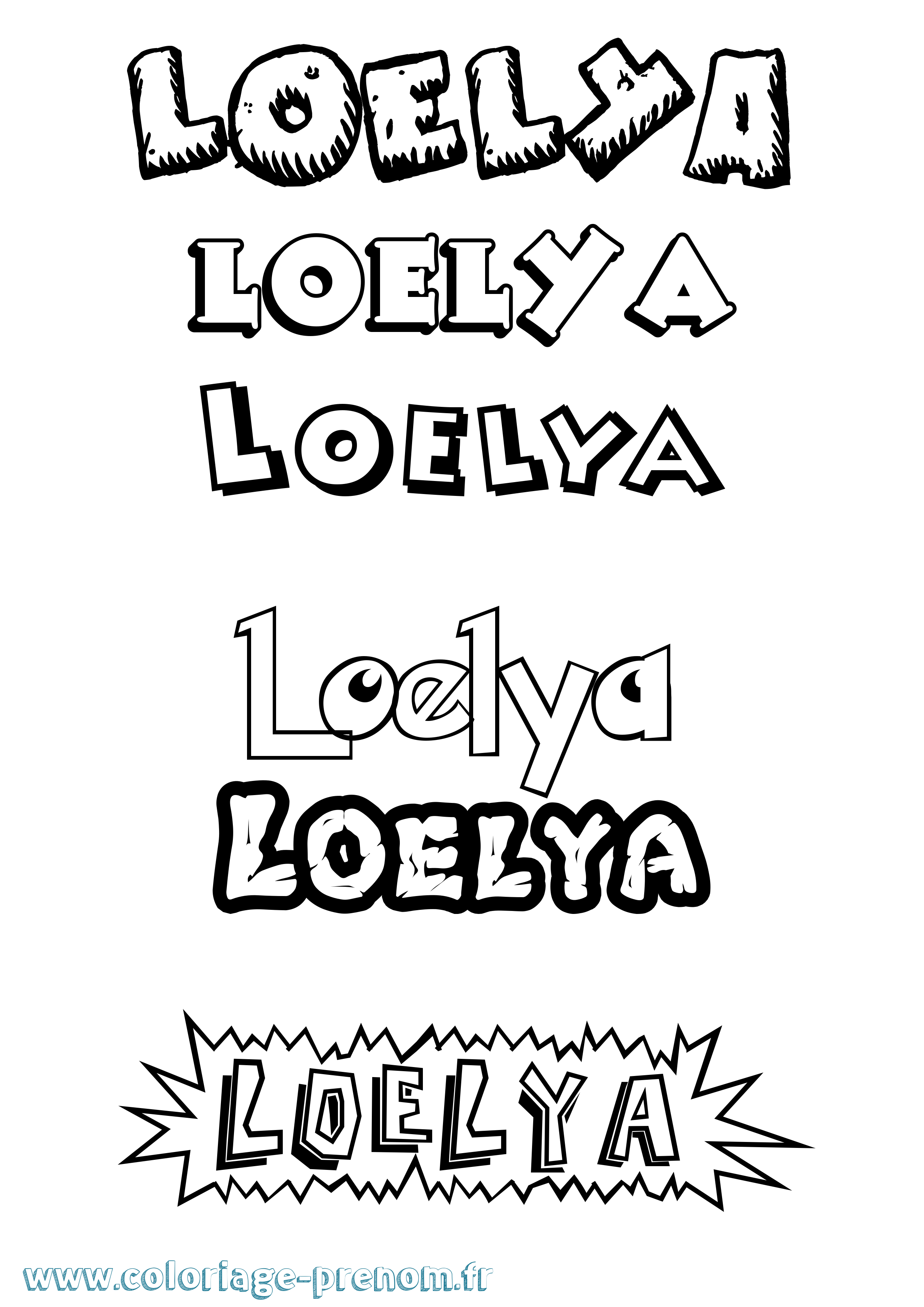 Coloriage Loelya Dessin Animé Coloriage prénom Loelya Dessin Animé