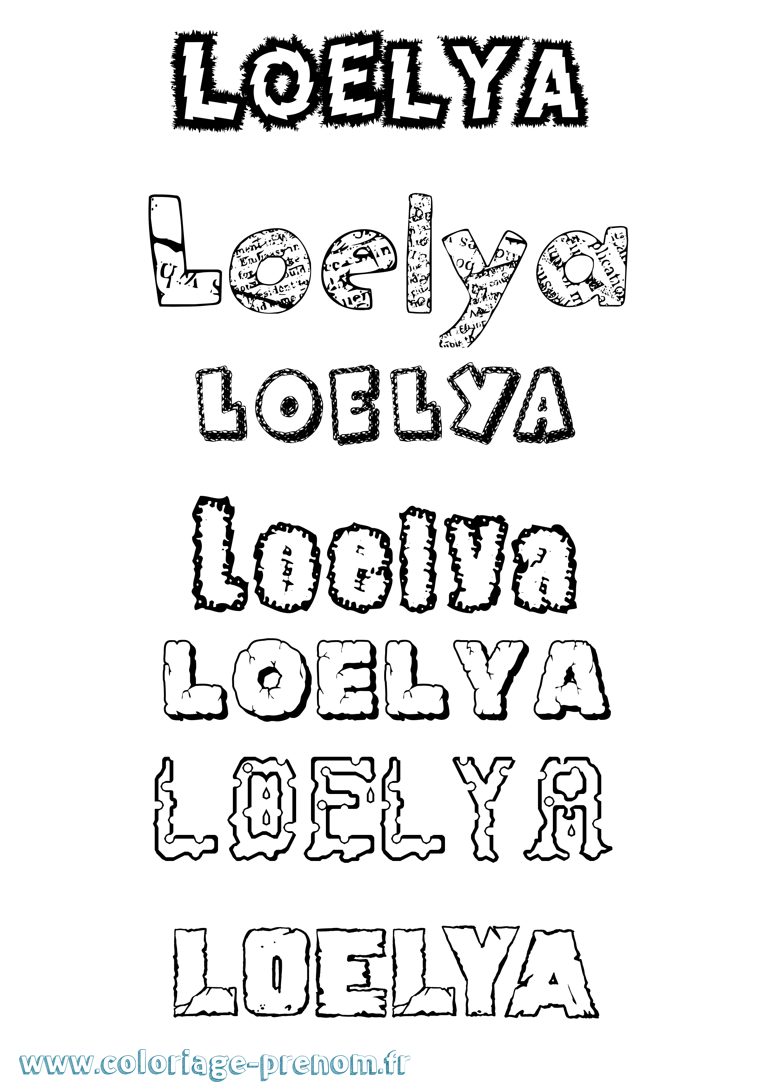 Coloriage Loelya Destructuré Coloriage prénom Loelya Destructuré