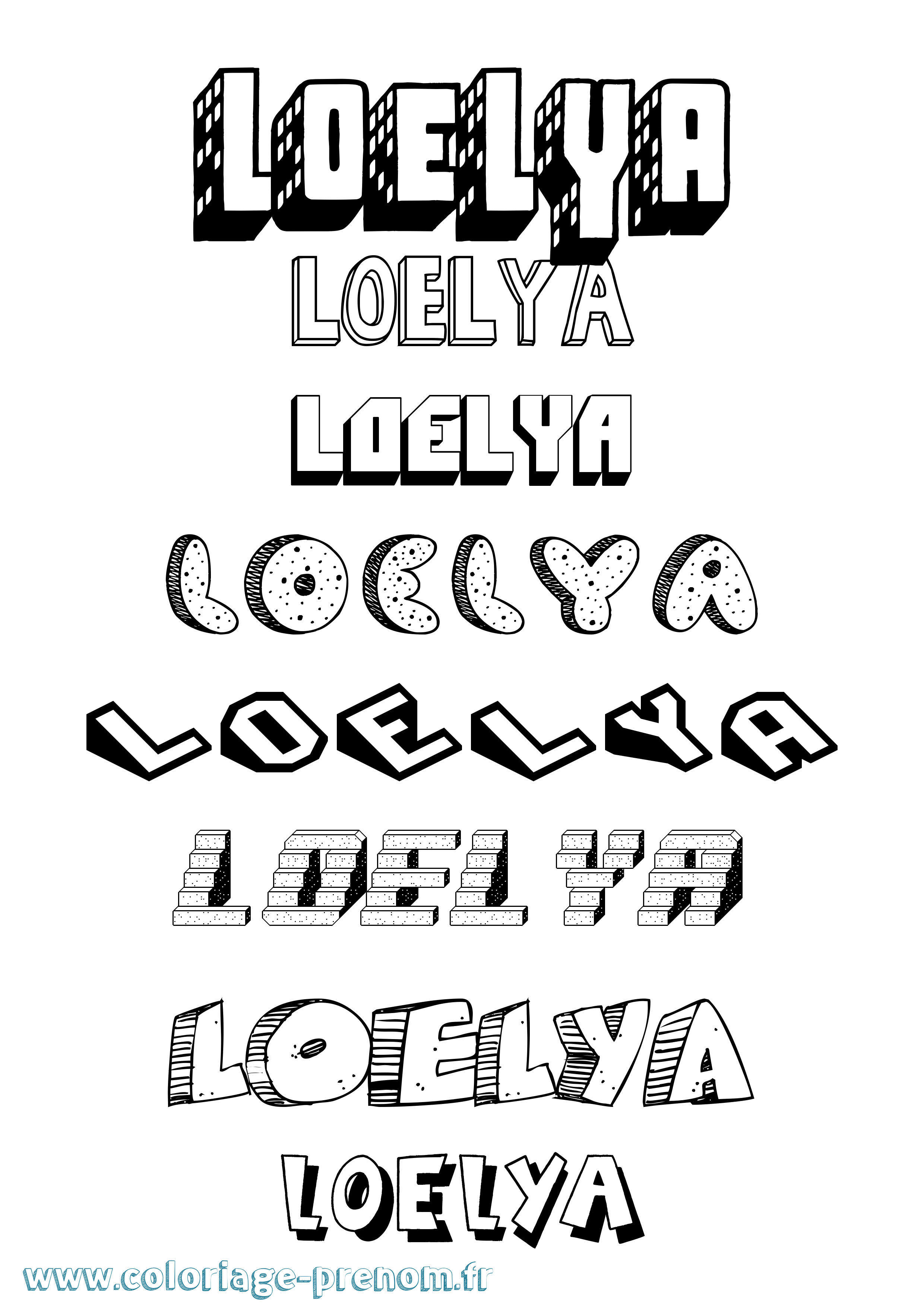 Coloriage Loelya Effet 3D Coloriage prénom Loelya Effet 3D