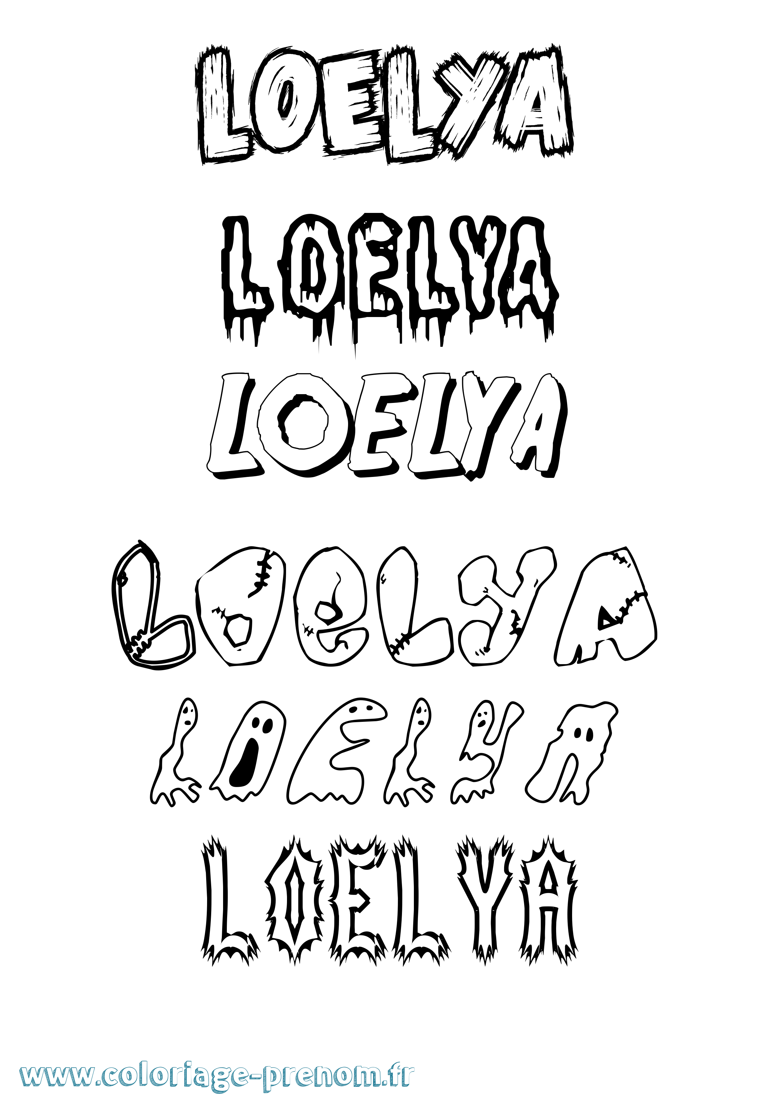 Coloriage Loelya Frisson Coloriage prénom Loelya Frisson