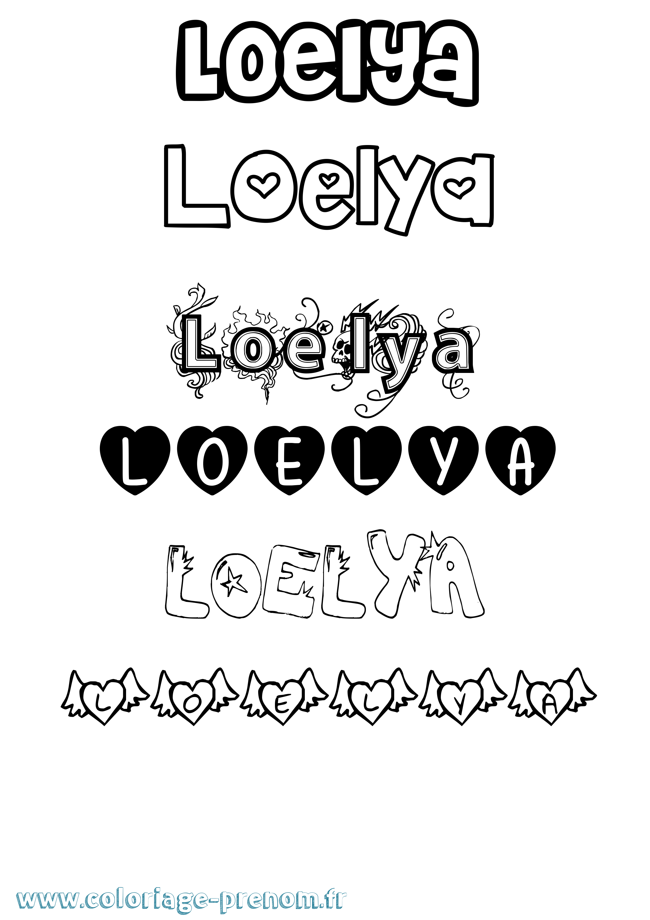 Coloriage Loelya Girly Coloriage prénom Loelya Girly