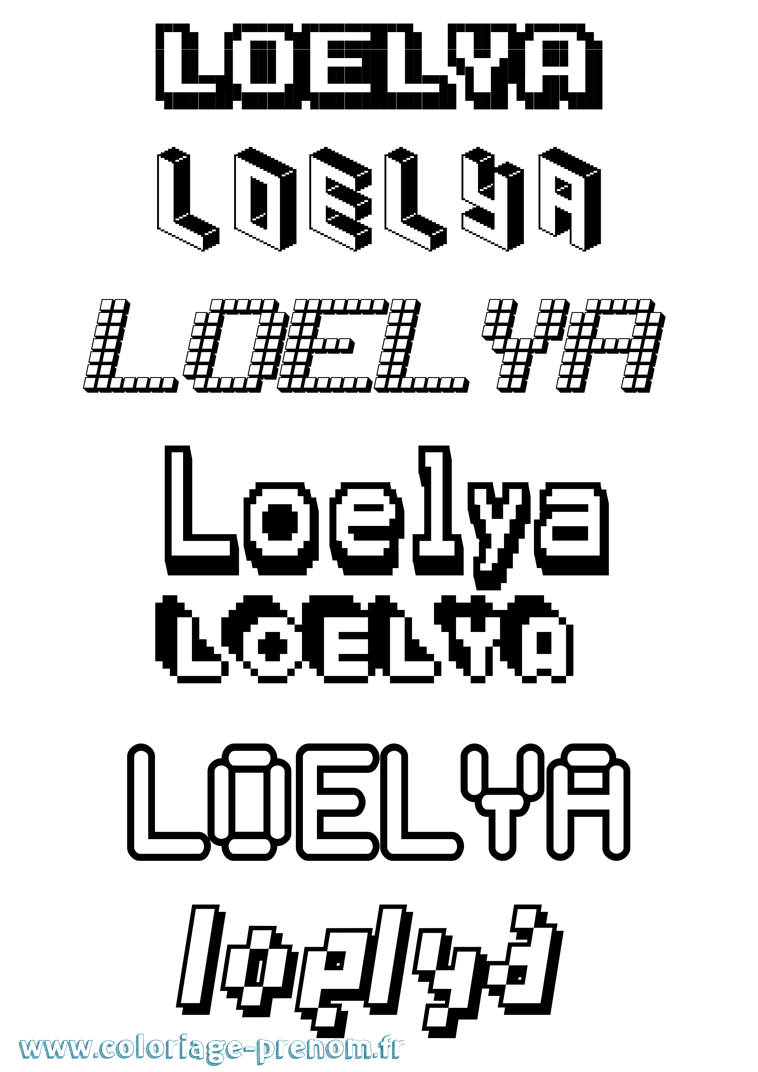 Coloriage Loelya Pixel Coloriage prénom Loelya Pixel