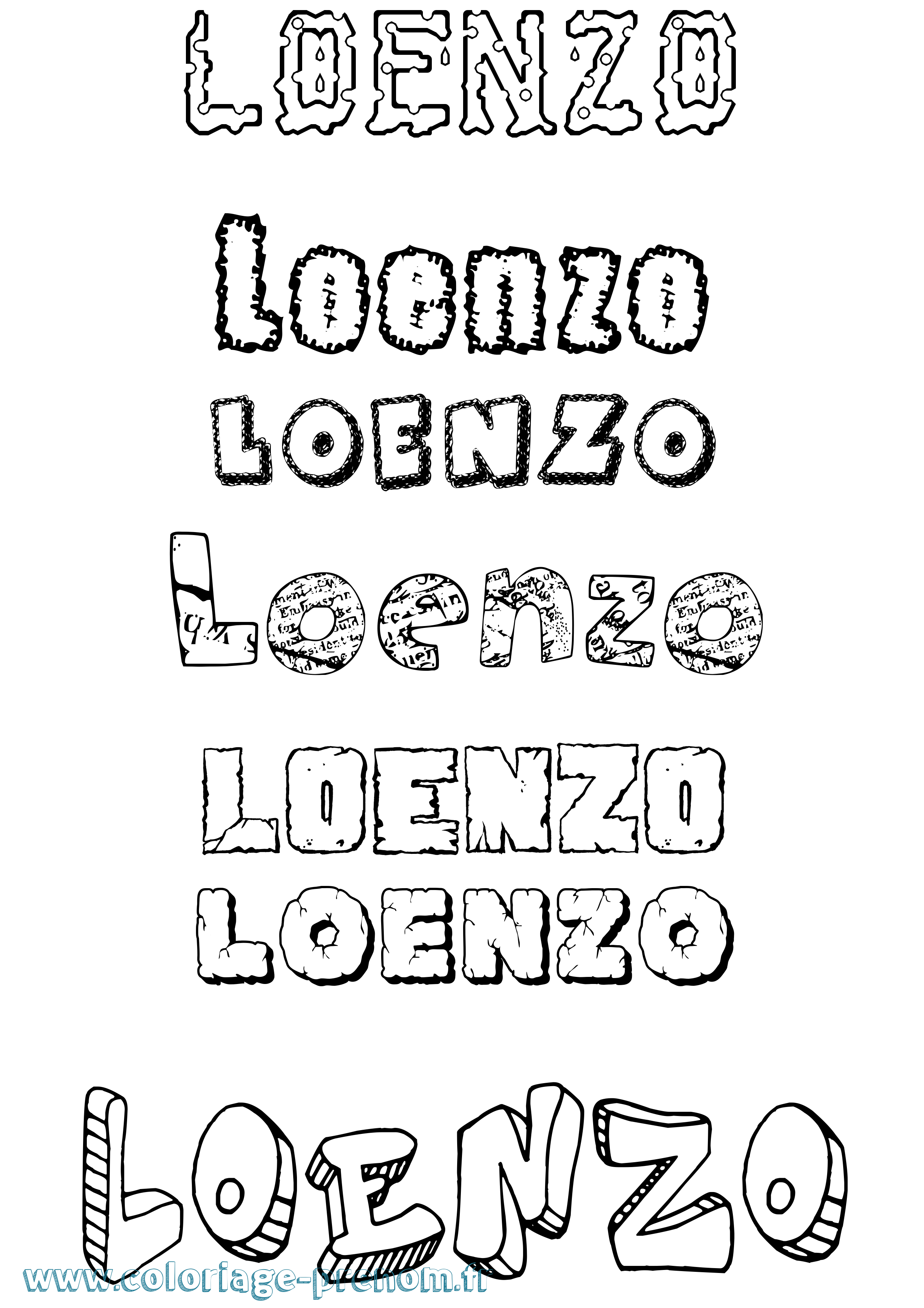 Coloriage Loenzo Destructuré Coloriage prénom Loenzo Destructuré