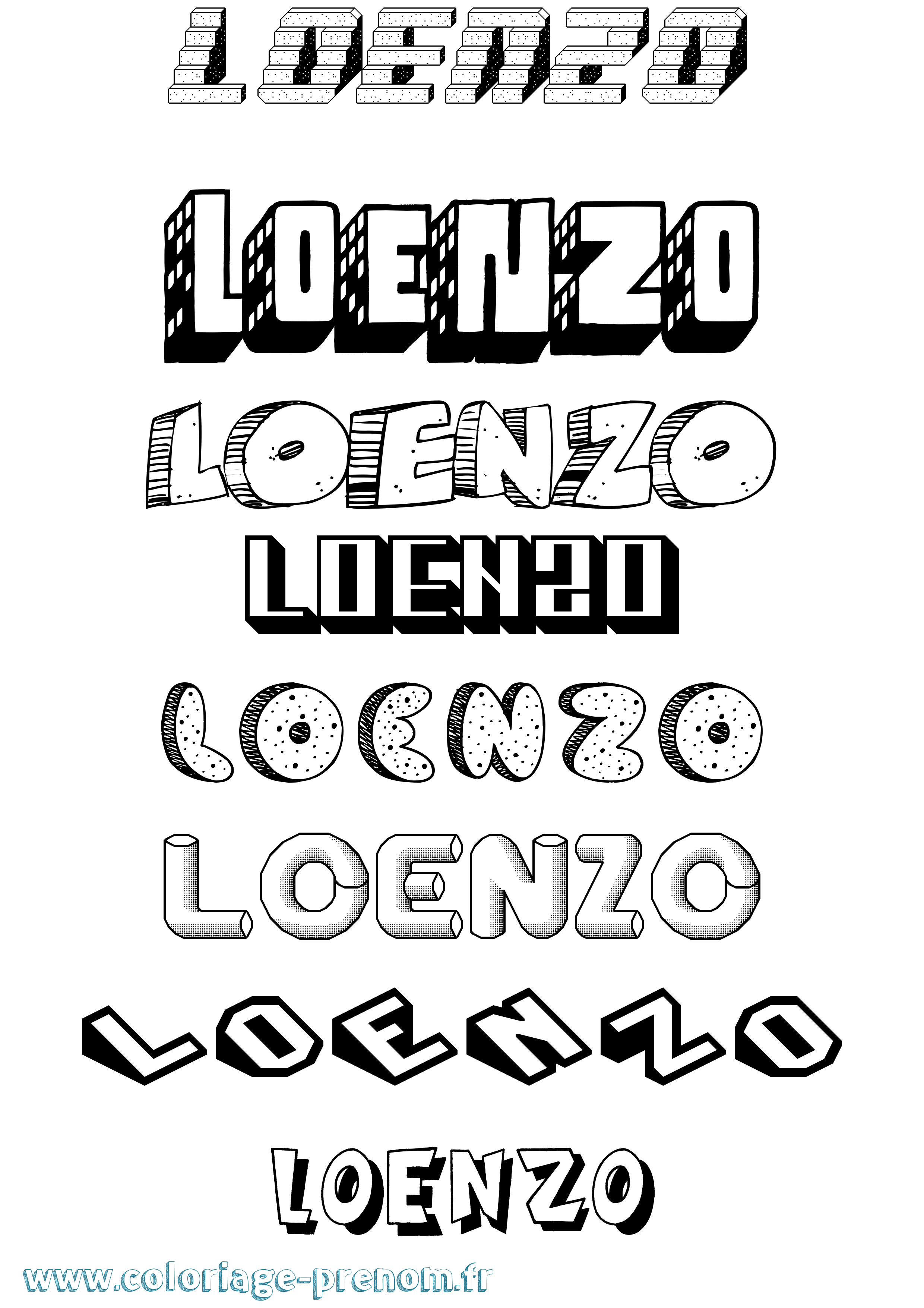 Coloriage Loenzo Effet 3D Coloriage prénom Loenzo Effet 3D
