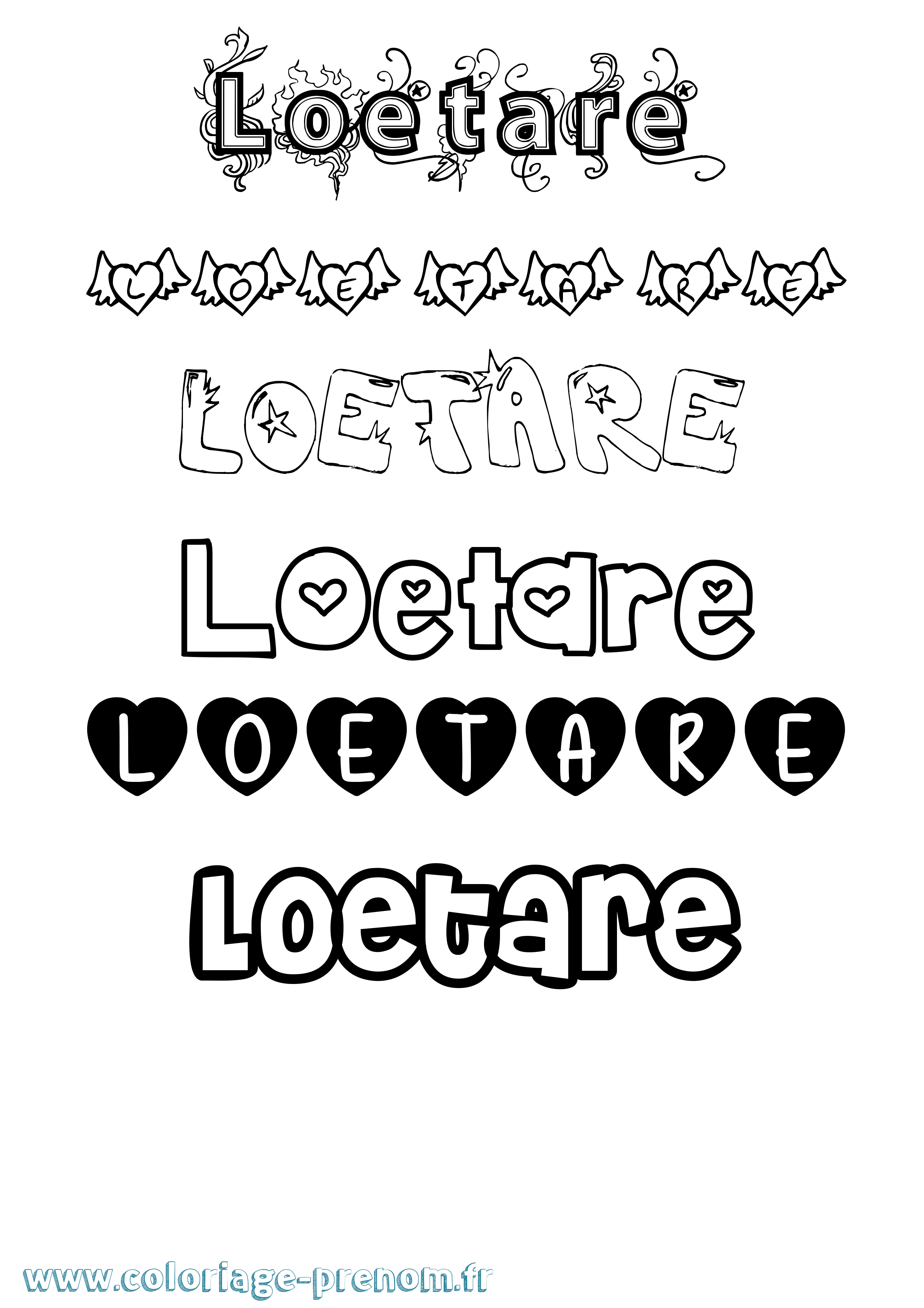 Coloriage Loetare Girly Coloriage prénom Loetare Girly