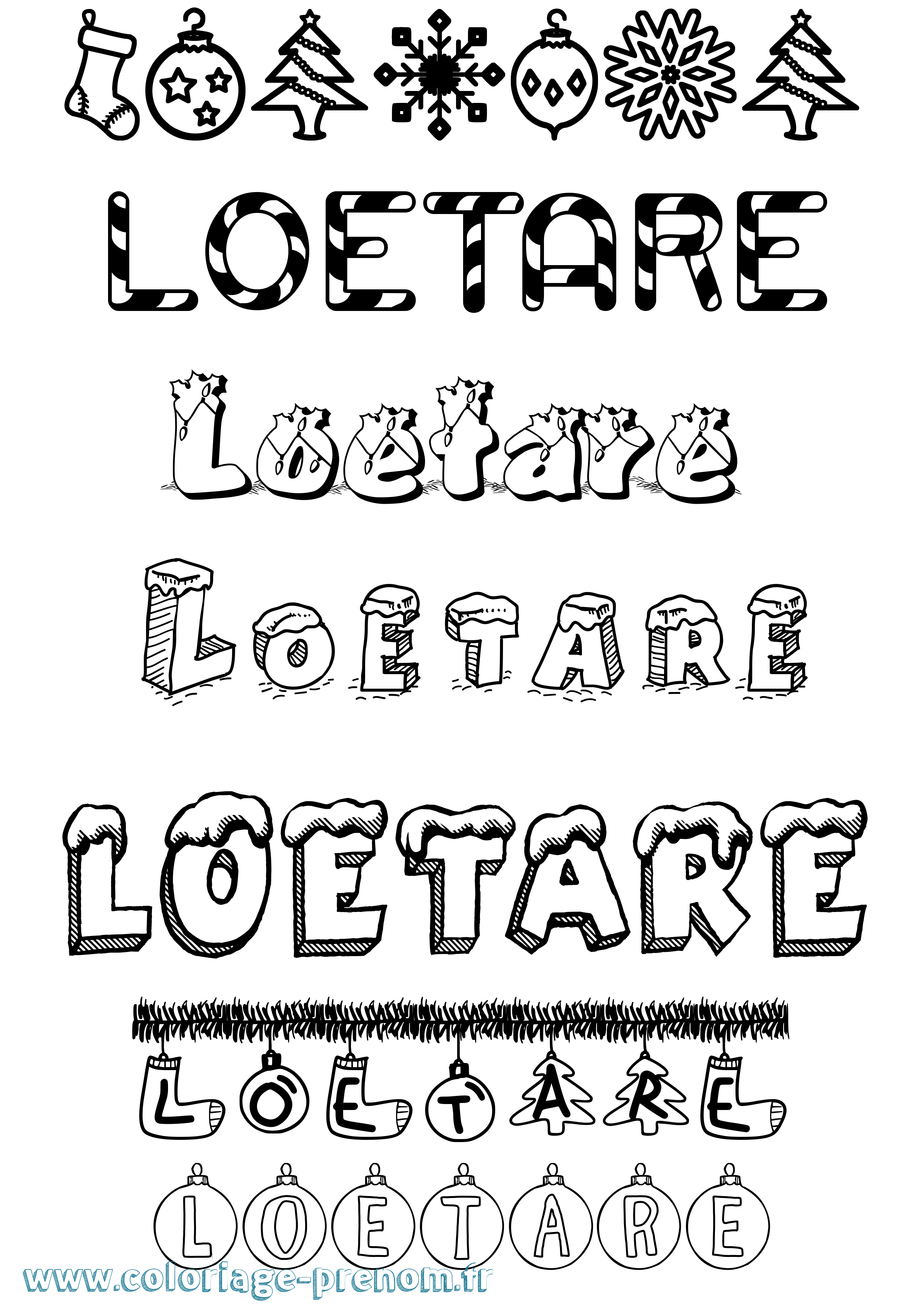 Coloriage Loetare Noël Coloriage prénom Loetare Noël