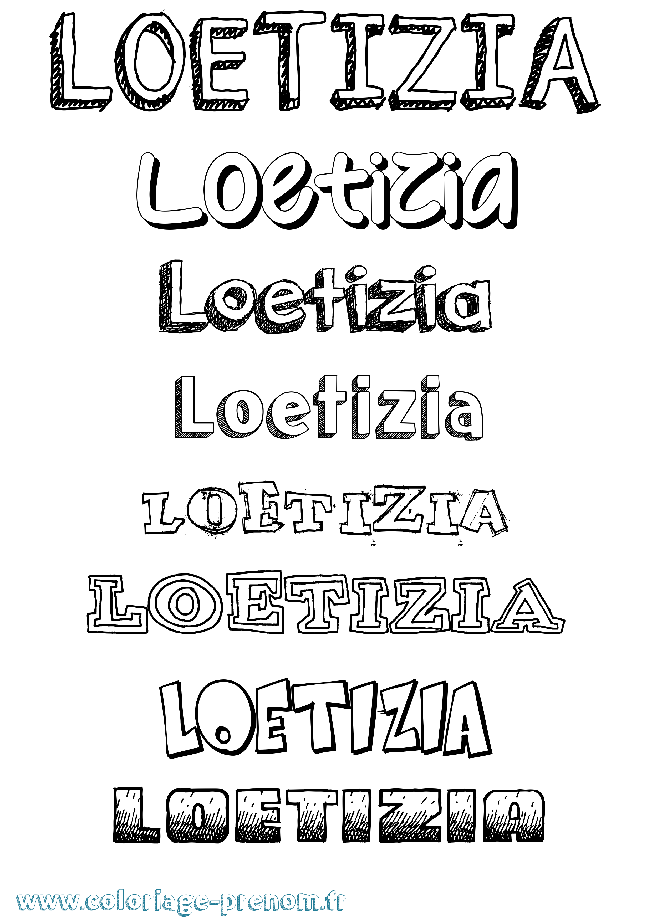 Coloriage Loetizia Dessiné Coloriage prénom Loetizia Dessiné