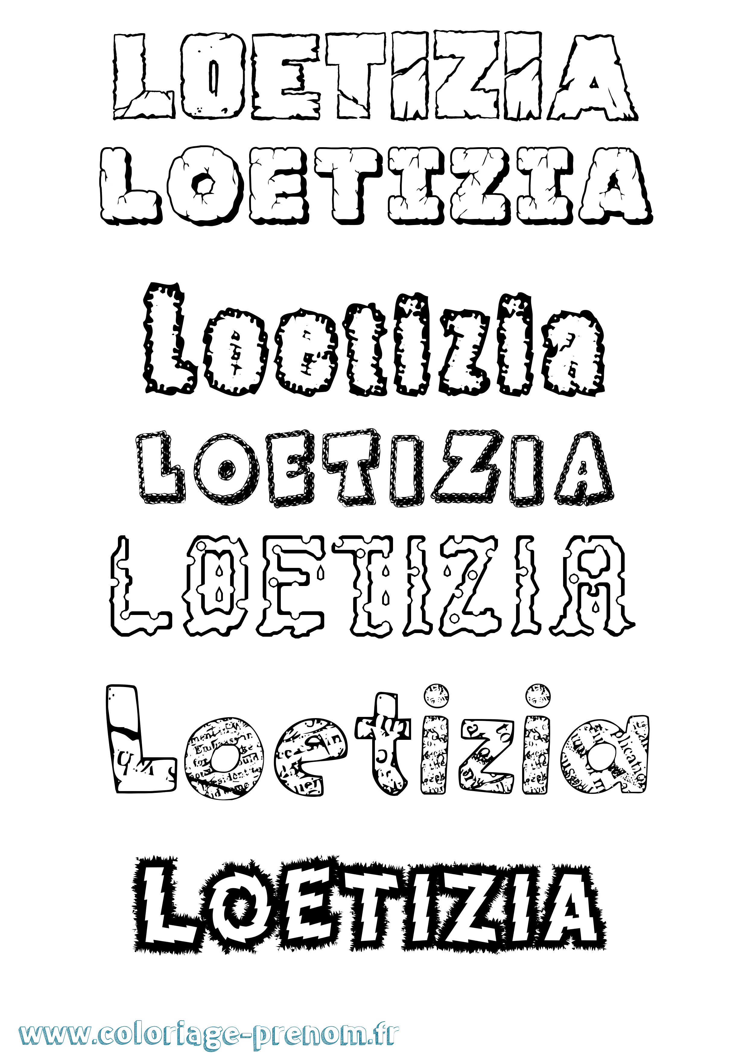 Coloriage Loetizia Destructuré Coloriage prénom Loetizia Destructuré